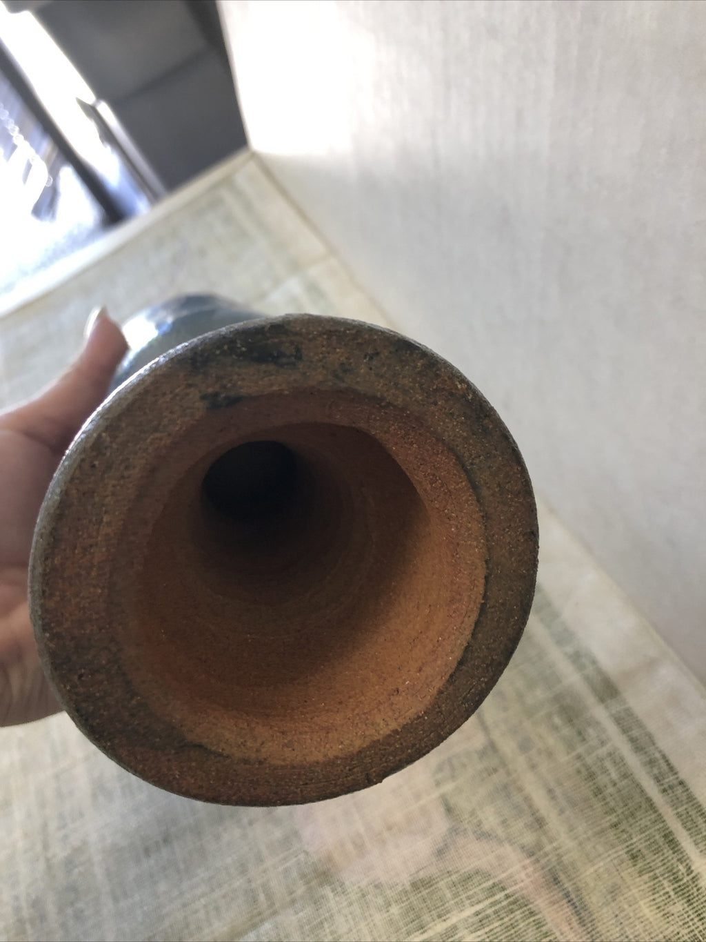 Vintage Pottery Candle Holder 8”x3”4