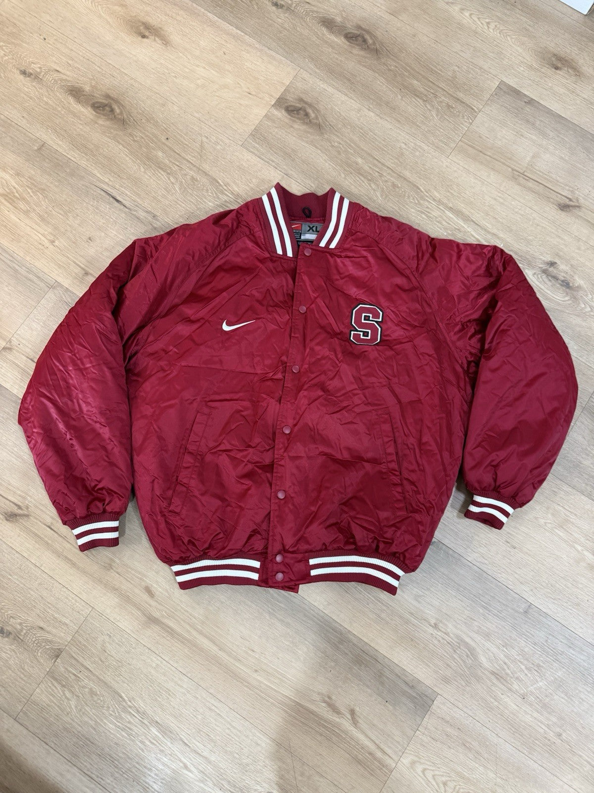 Vintage Red Satin Nike Stanford Cardinal Varsity Jacket Men’s Size XL0