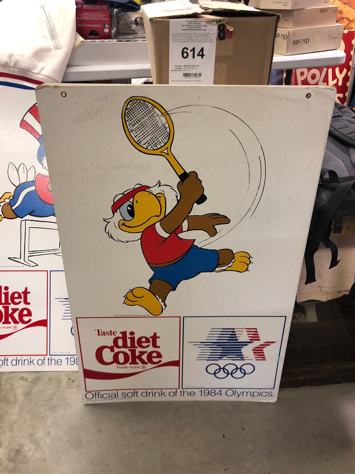 1981 COCA COLA CARDBOARD SIGN  22” X 34” Olympic Los Angeles USA Double Sided1