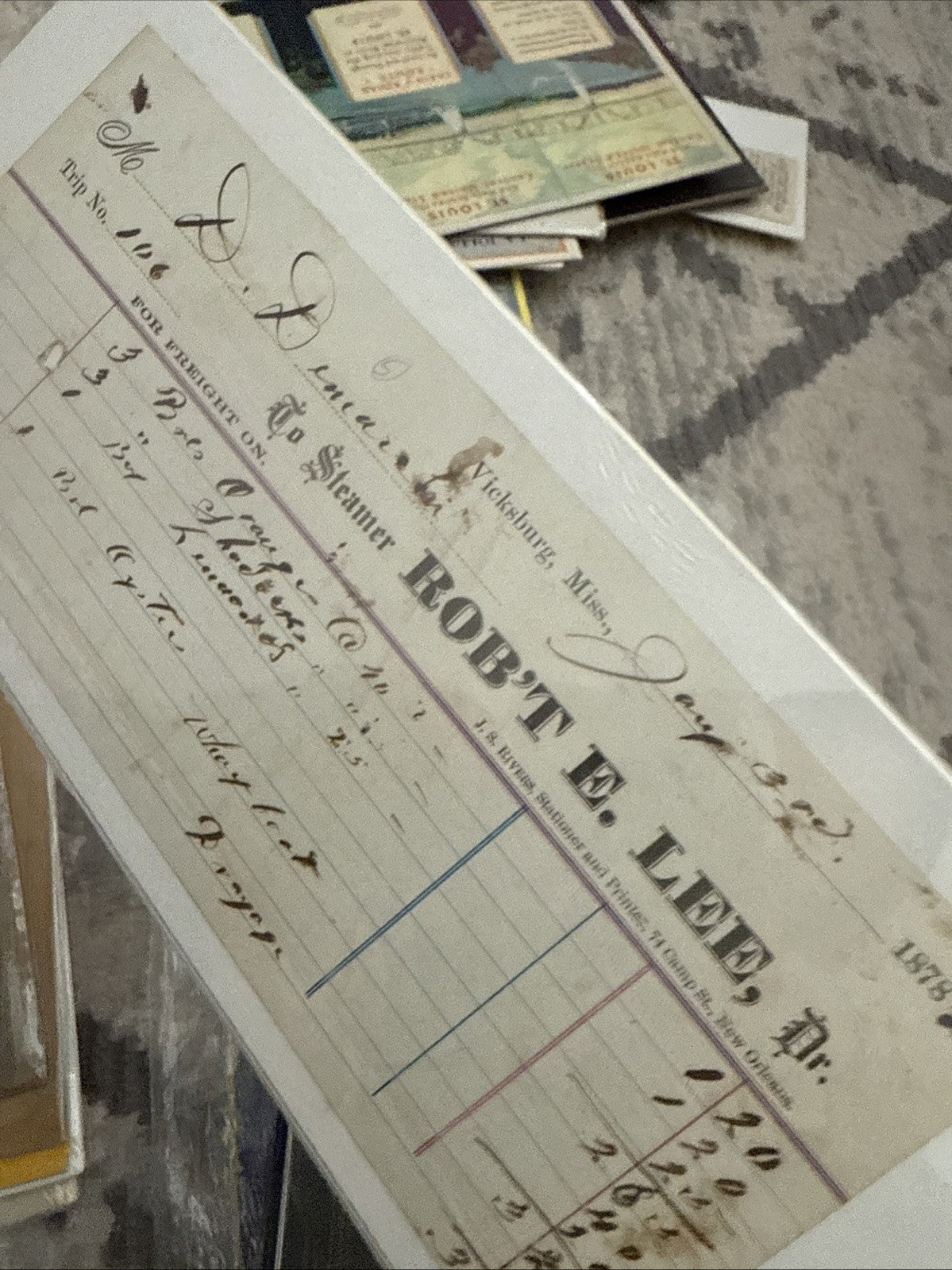 ANTIQUE HISTORIC Robert E. Lee Steamboat Receipt R. E. Lee. 18780