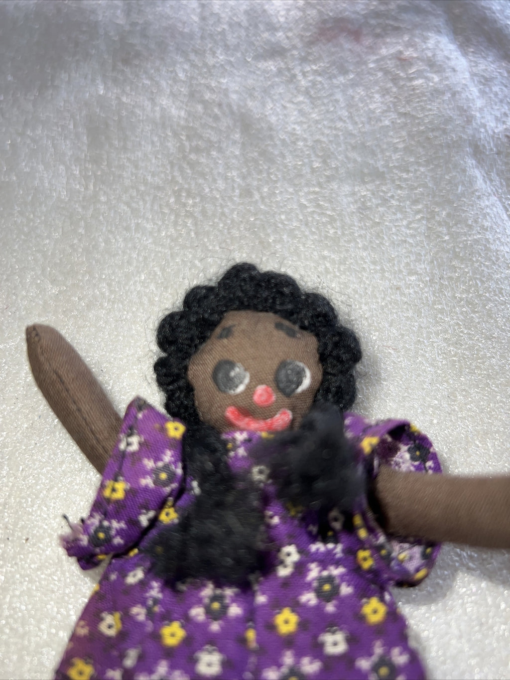 4” Cute Tiny Colombian Style? Art Cloth Doll Painted Face Hand Made2