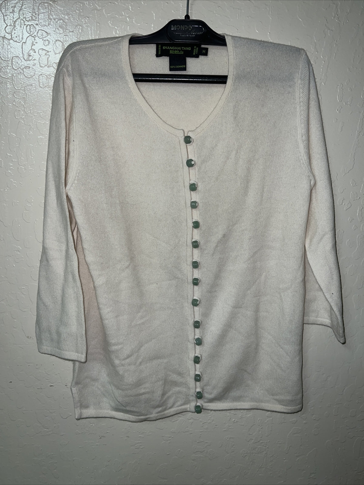 Shanghai Tang Cashmere Sweater Cardigan With Jade Buttons Women’s Size Medium0