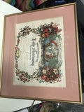 Antique 1869 Victorian Framed Marriage Certificate Holy Matrimony 15.5”x13.5”0