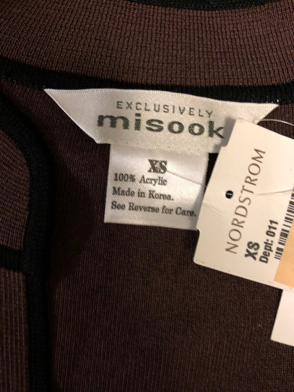 Exclusively Misook Brown Black Print Long Sweater Cardigan Size XS4