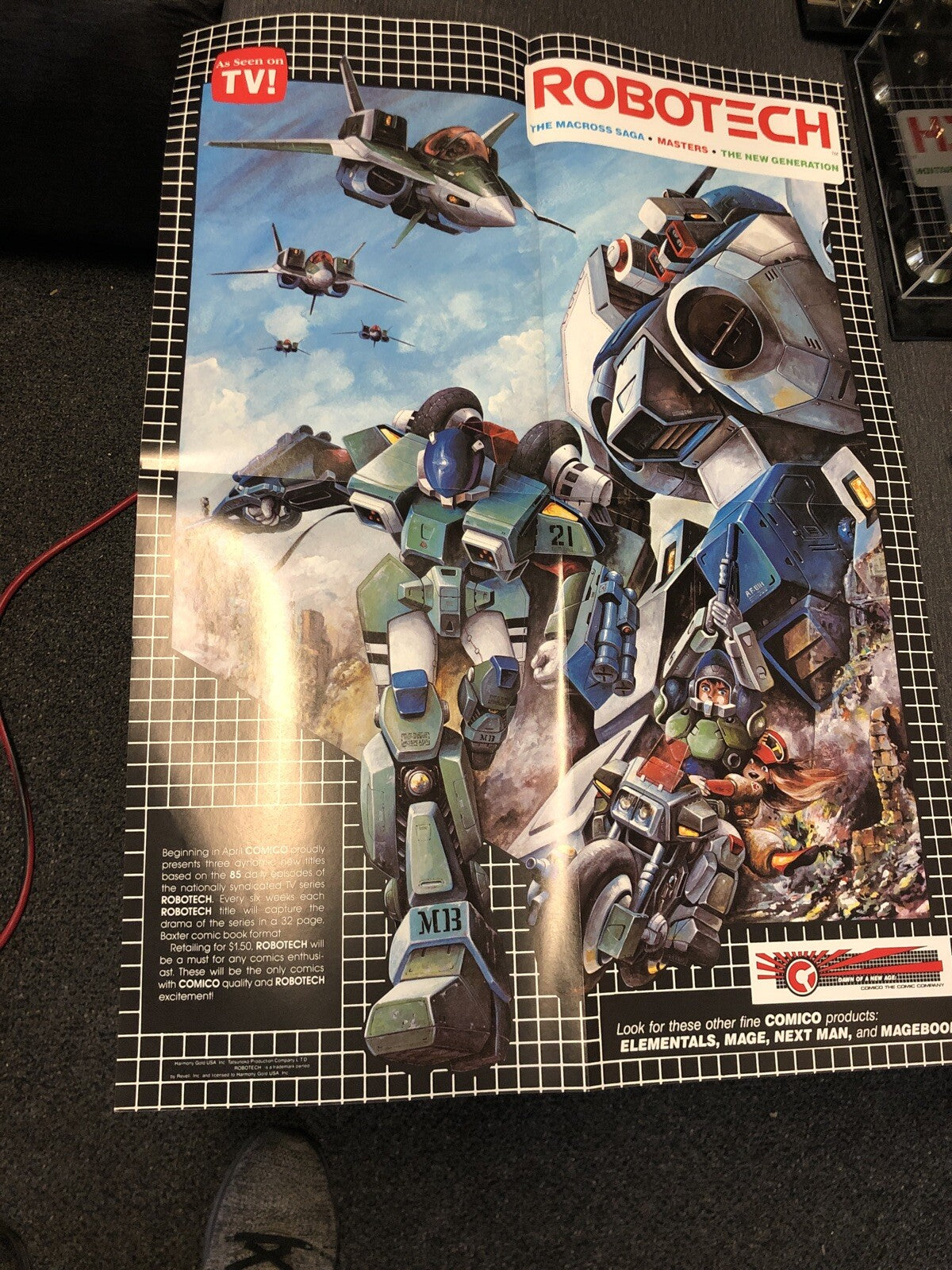 Original 1985 ROBOTECH Macross Masters New Generation Comic promo poster 28x20”0