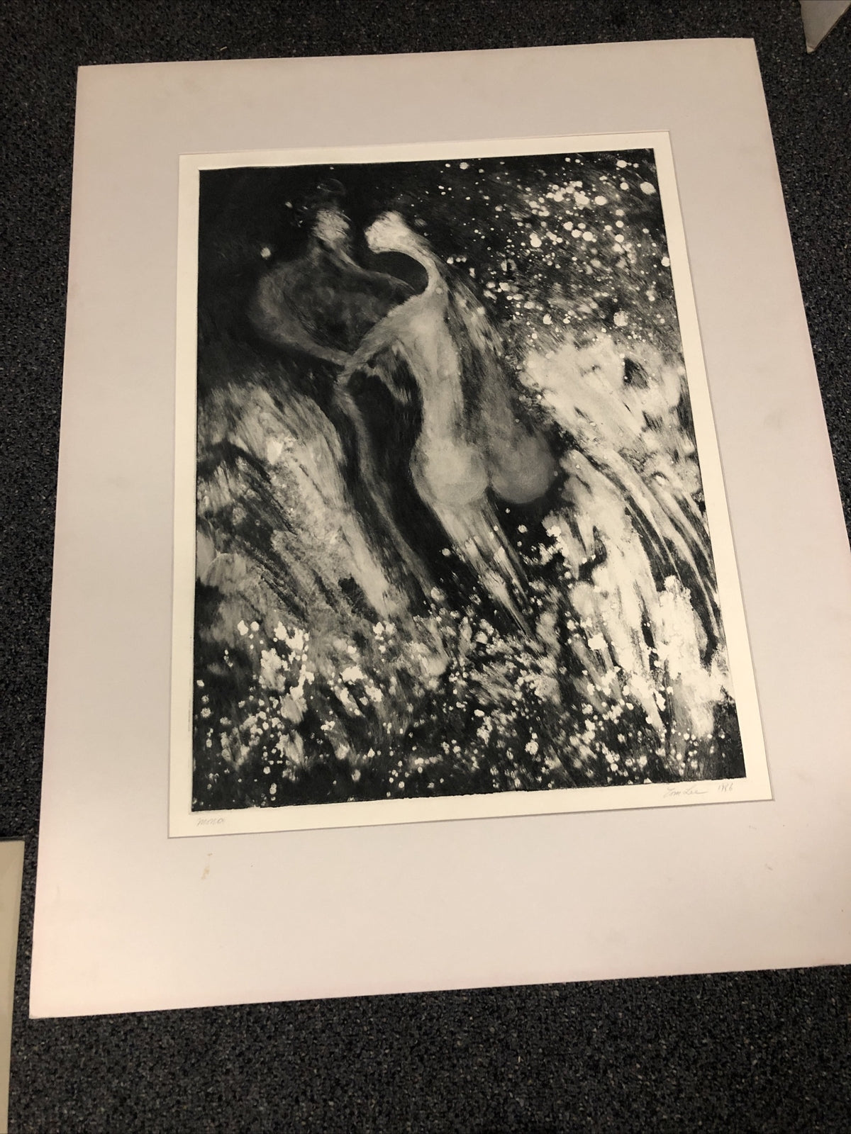 Vintage 1986 Original Etching Art Work By Tom Lee Surrealism 34”x26.5”0