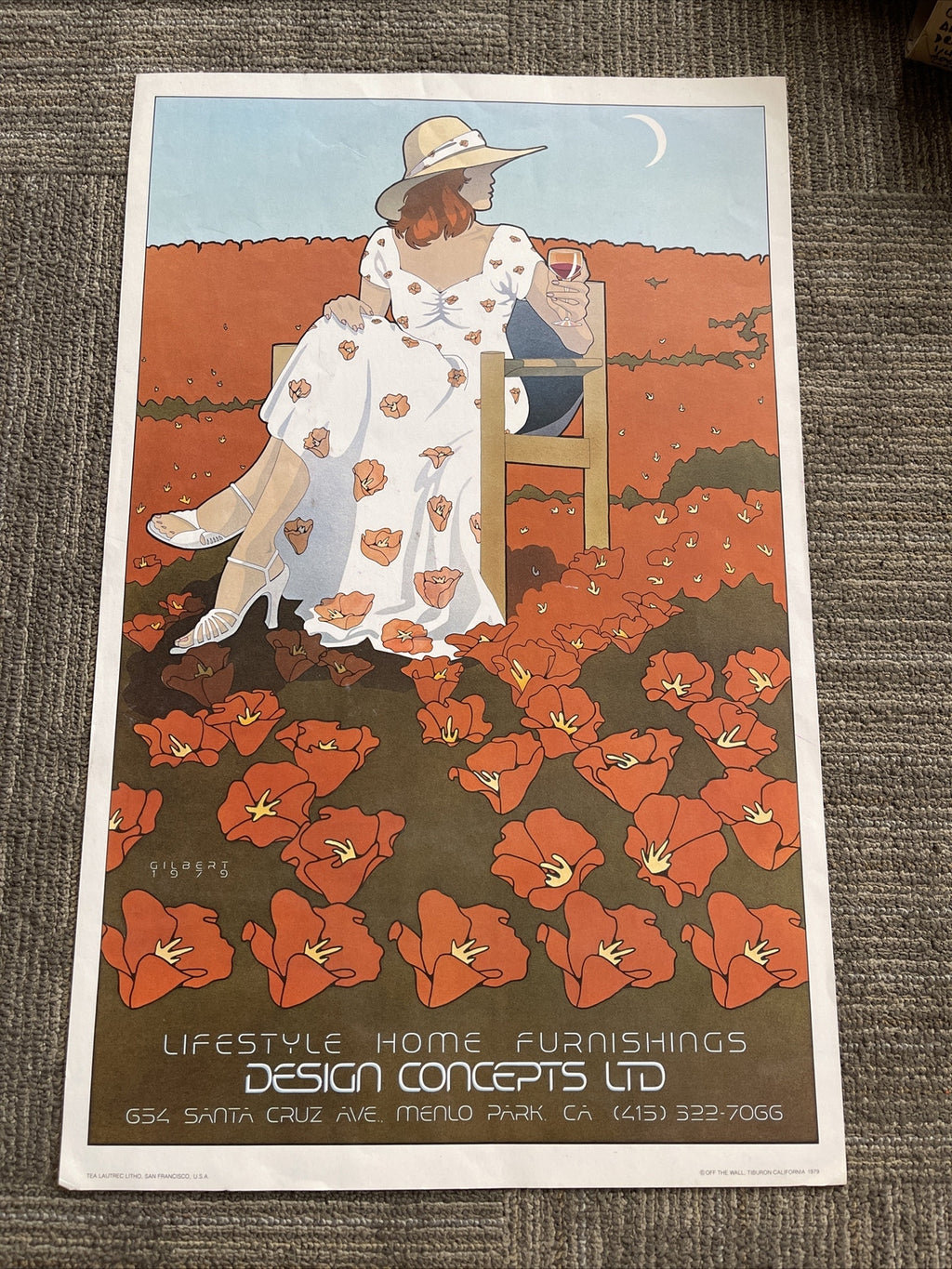 Vintage Design Concepts Menlo Park Tea Lautrec Lithograph Poster 1979 Gilbert0