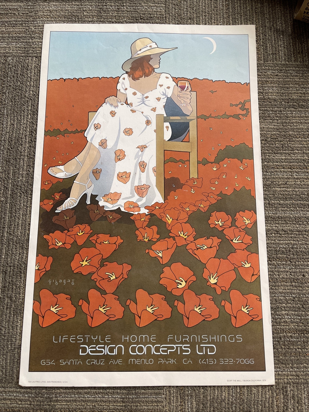 Vintage Design Concepts Menlo Park Tea Lautrec Lithograph Poster 1979 Gilbert0