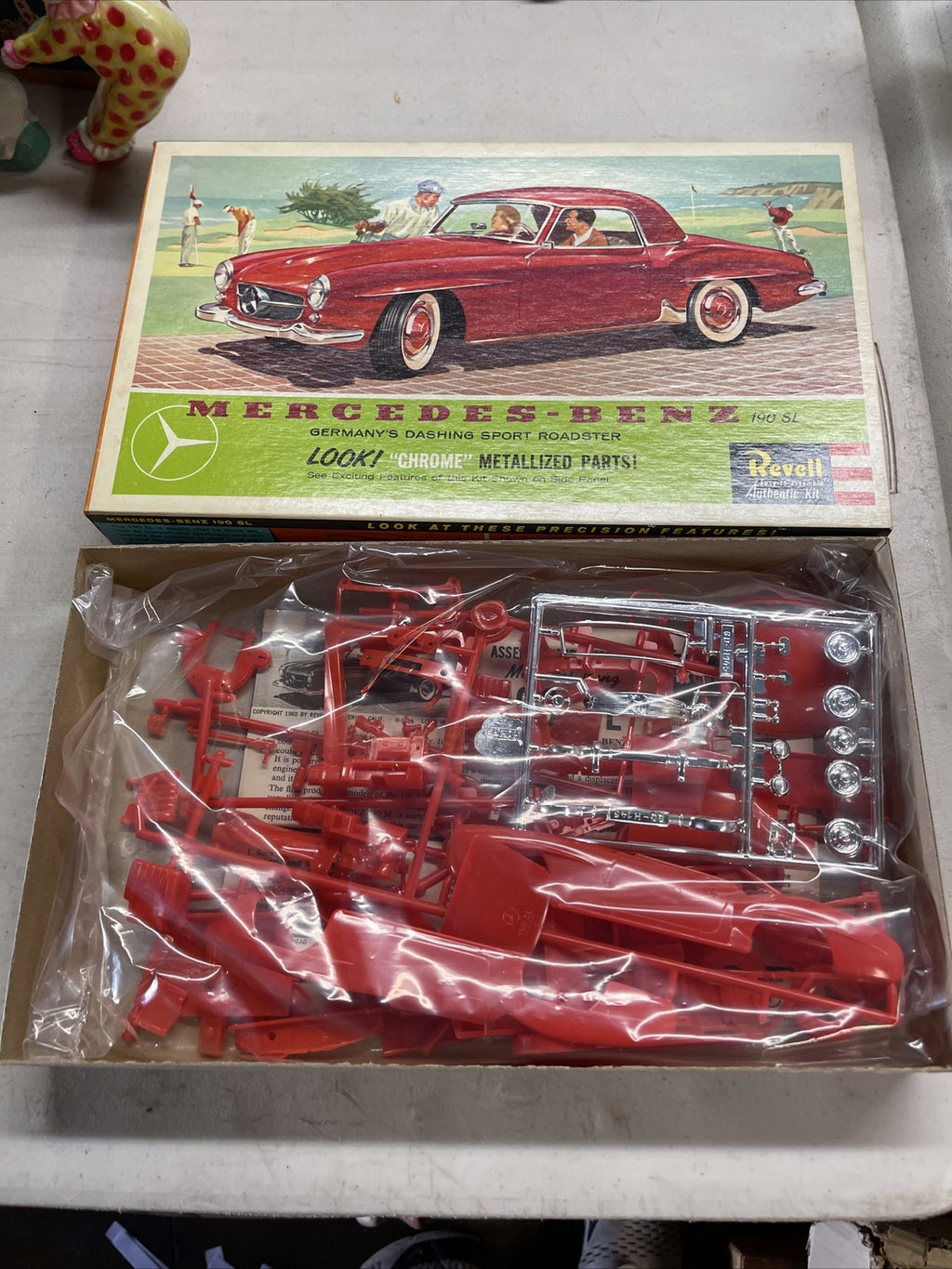 Original 1960 Issue Revell Mercedes Benz 190 SL Kit H-1239 Sealed Bag2