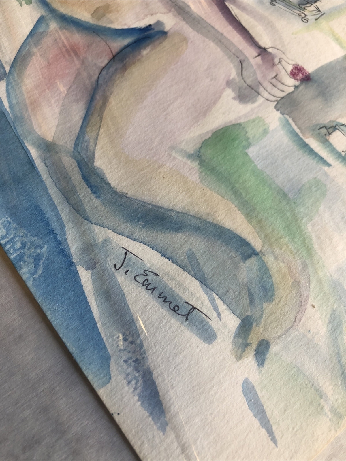 Water Color Painting Signed By J. Emmet 12”x8.5”2