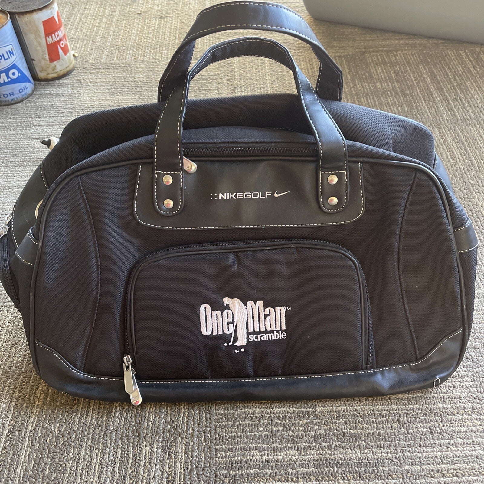 Rare Nike Golf Duffle Bag Black NCGA logo Departure Travel One Man Scramble 18”0