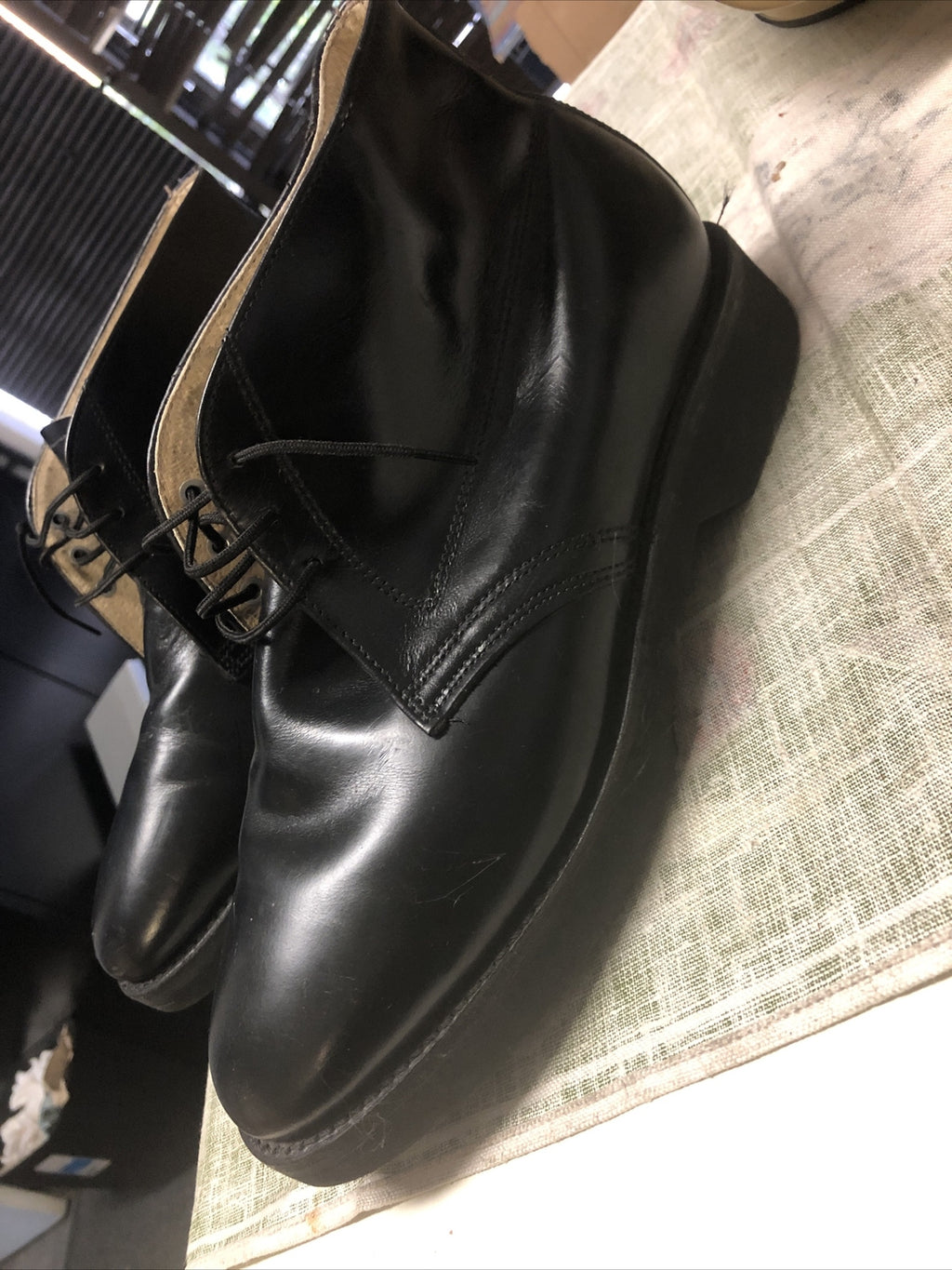 Vintage Weinbrenner Genuine Black Leather  Shoes Boots Size 83