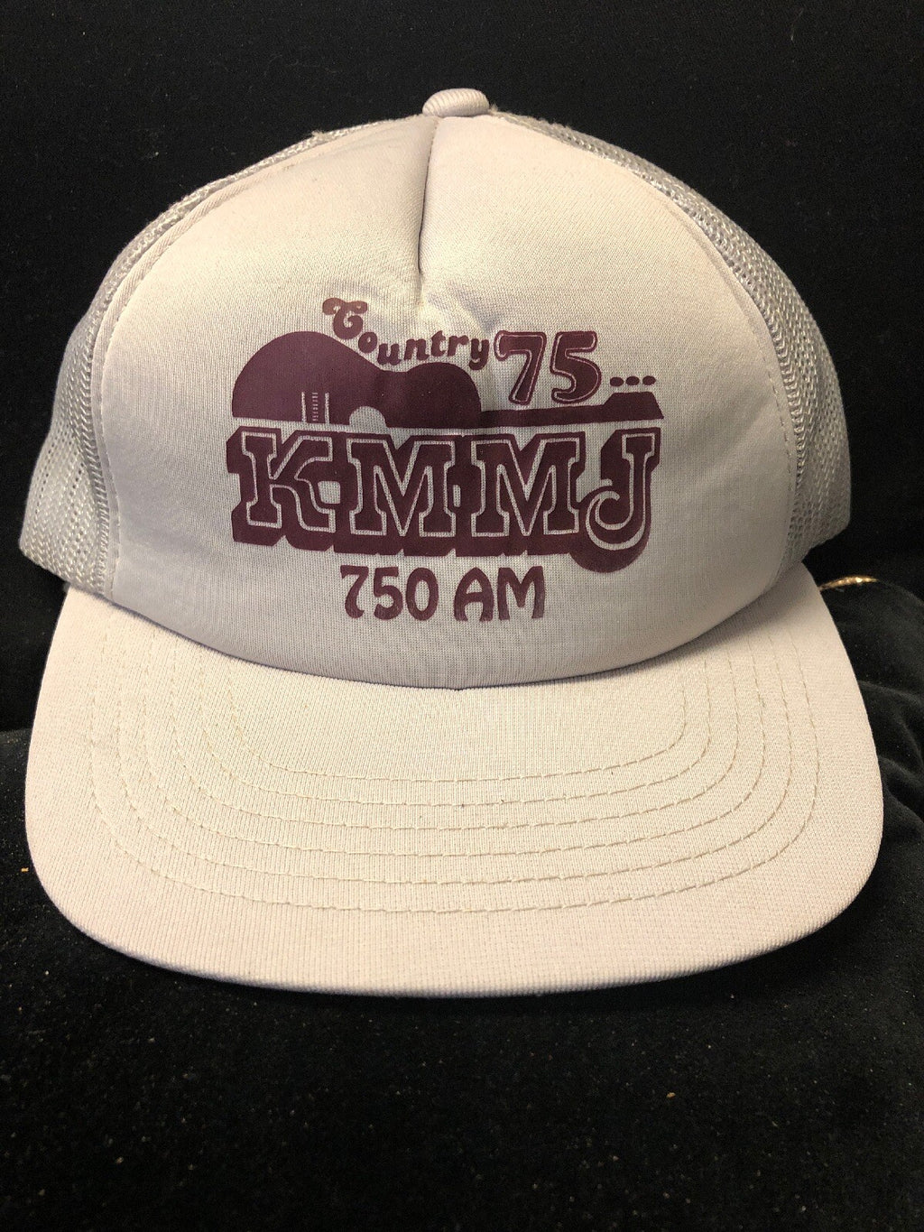 Vtg Country 75 KMMJ 750 AM Trucker Hat Snapback Light Gray0