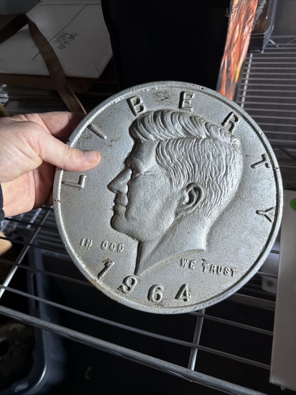 Large Vintage Cast 10” 1964 Silver Kennedy Half Dollar 90% Silver1