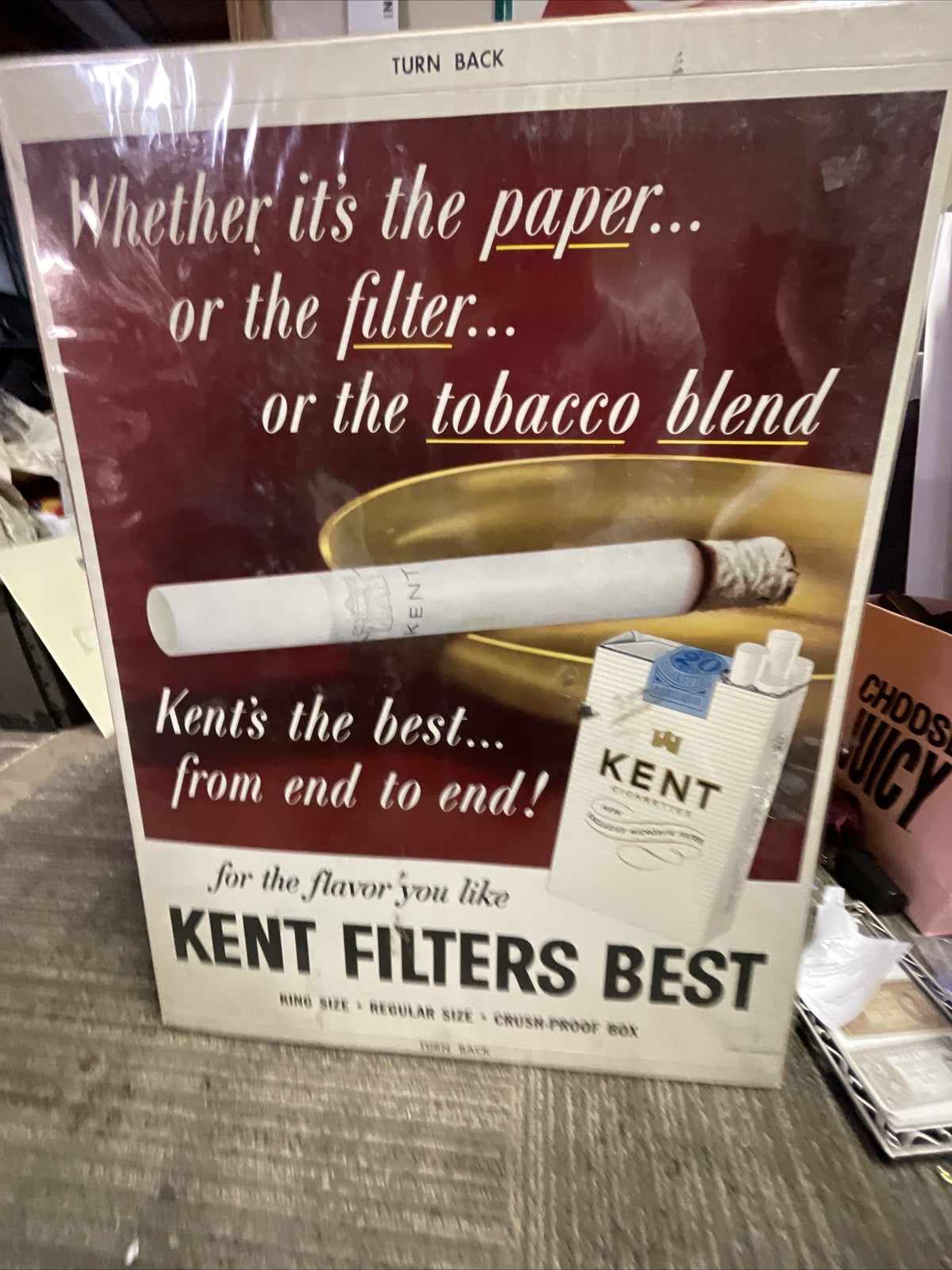 Vintage Antique 1959 General Store Display Sign Kent Cigarettes 24”x18”6