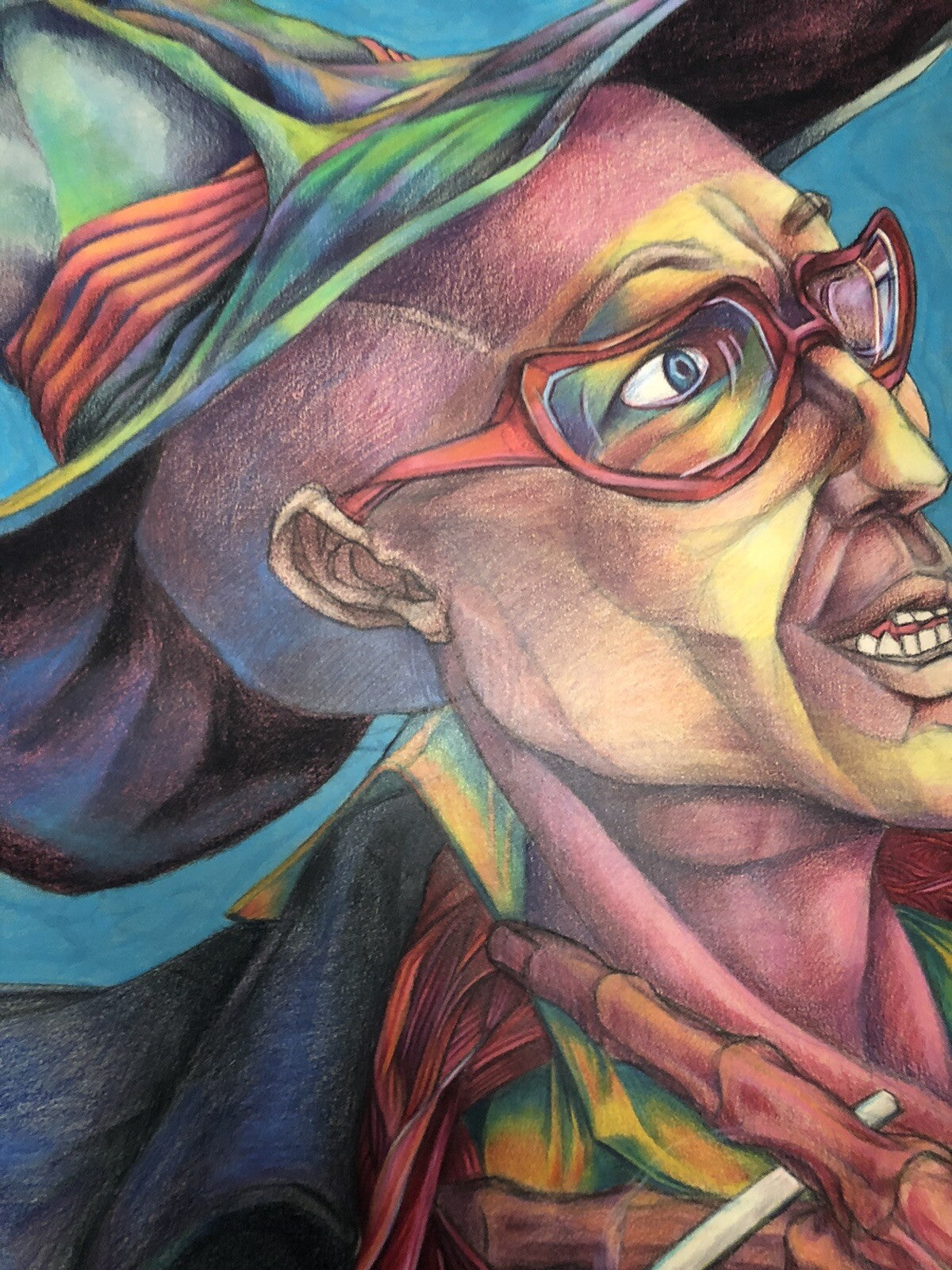 Vintage 1980 Original Art Vibrant Pastel By Tim Echols SIGNED Surrealism 28”x22”7