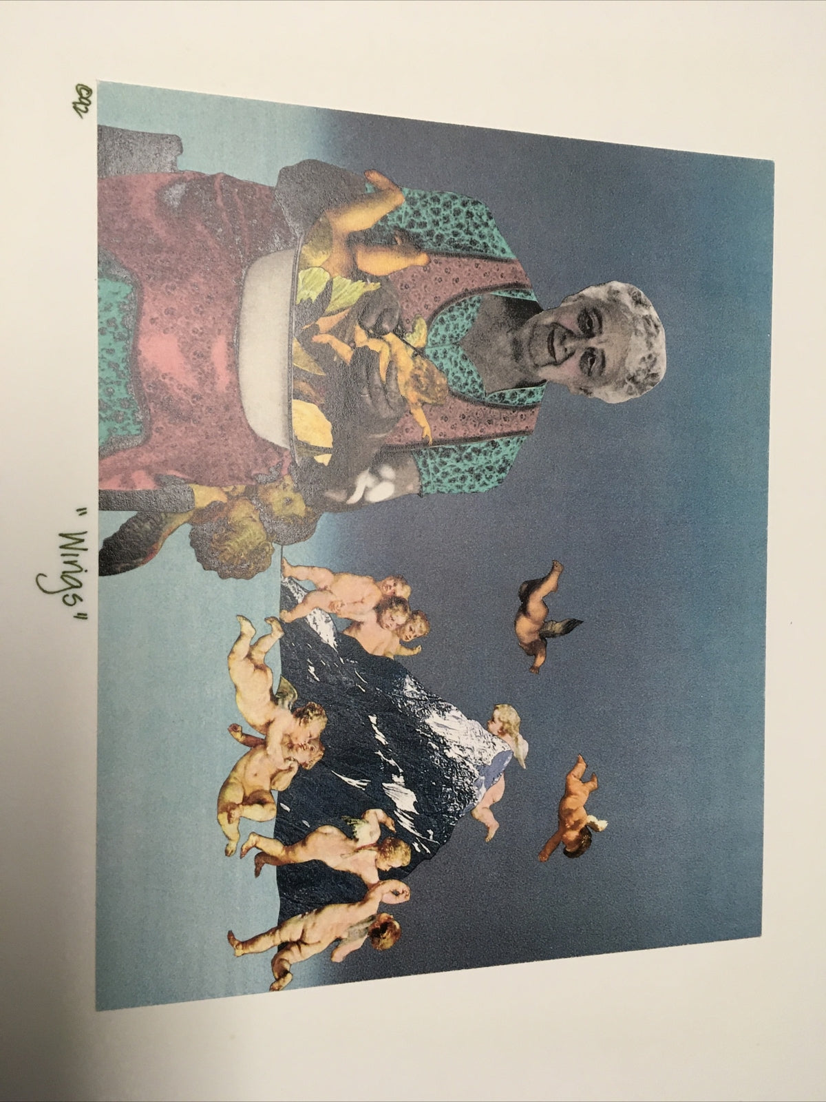 1991 Artist BARRY KITE Collage Art Print “Wings” Pop Art, Satire, 14”x11”1