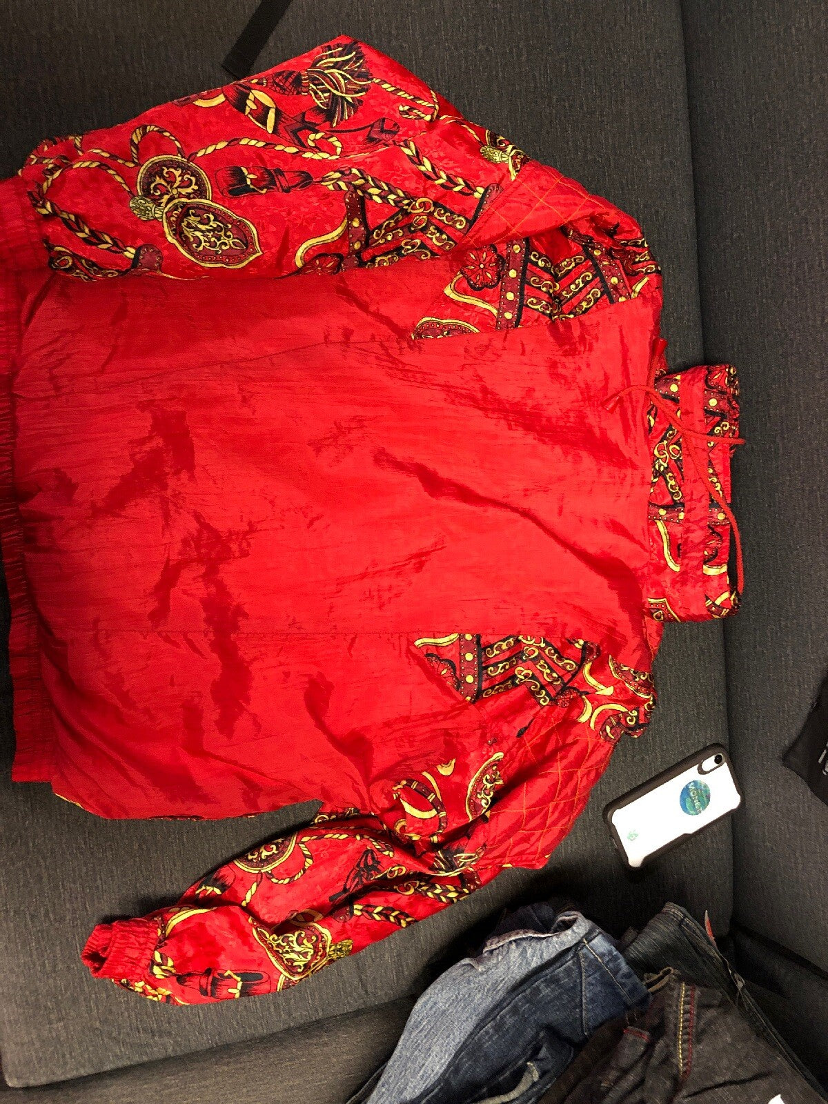 Vintage 90's Lauren Brooke Jacket Women's Lightweight Red Gold Size Large1