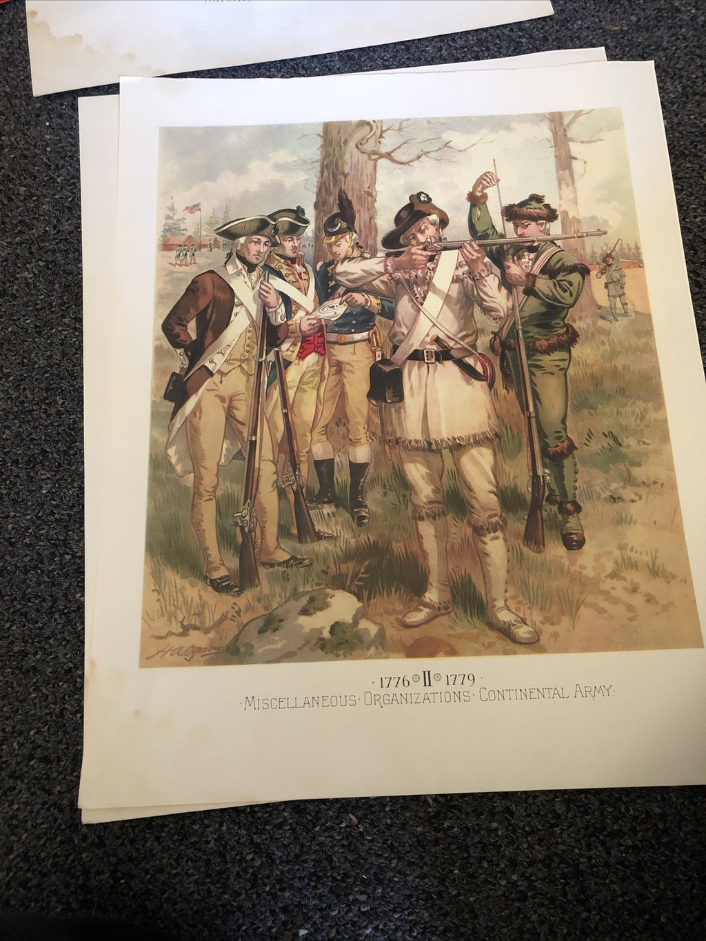 UNIFORMS OF THE UNITED STATES ARMY 4 PRints By H. A. Ogden Stained See Pics2