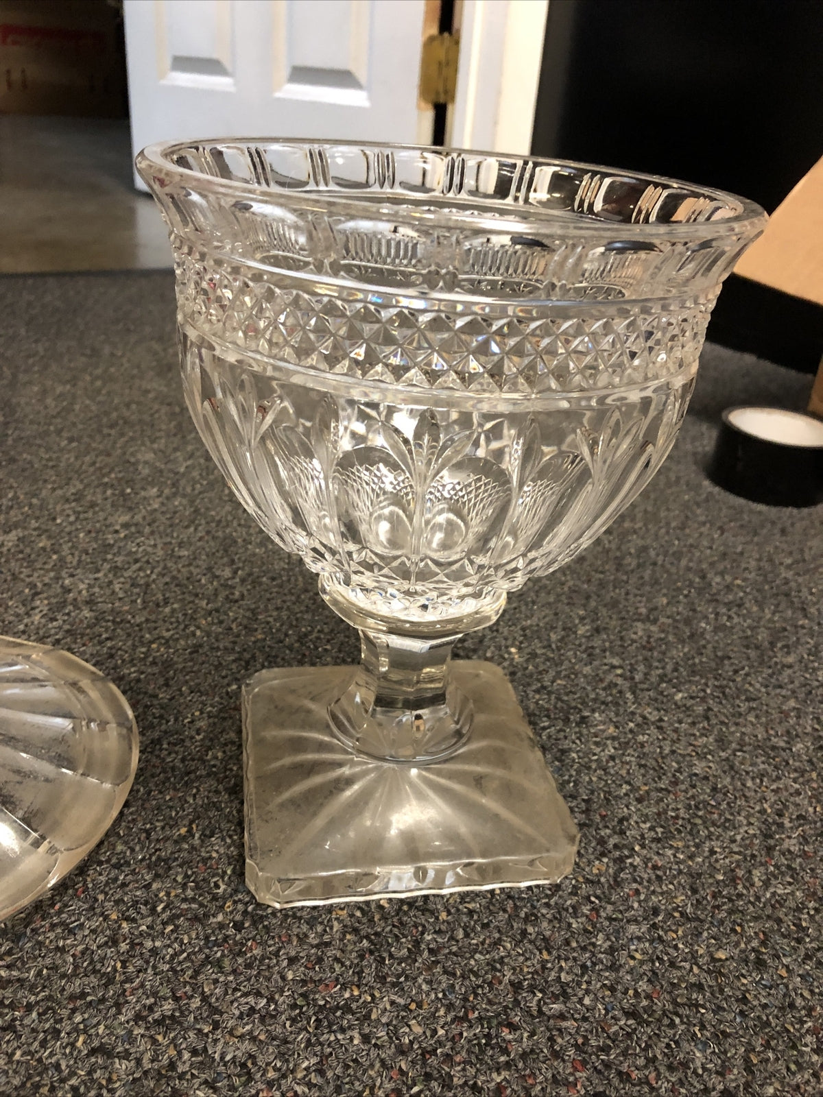 Vintage Crystal Lidded Candy Jar Vase Bowl 15.5” Tall3