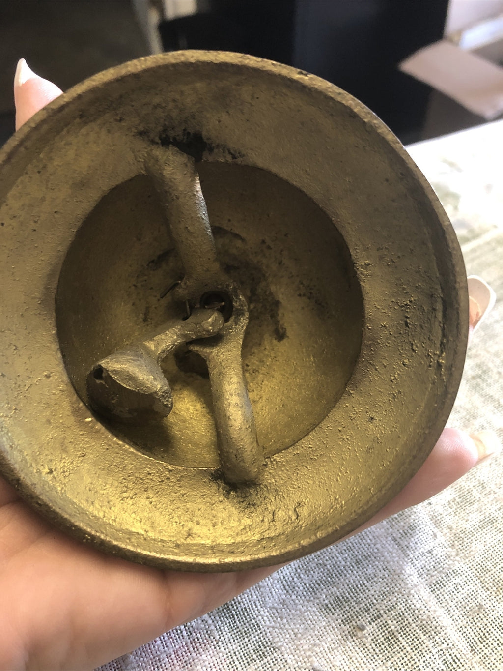 Vintage Bronze Bell Tabletop Push Bell Works2