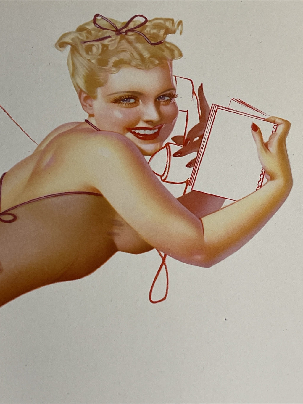 Original 1940s David Perry Pinup Girl Vintage Print 18.5” X 13” Gil Elvgren Era7