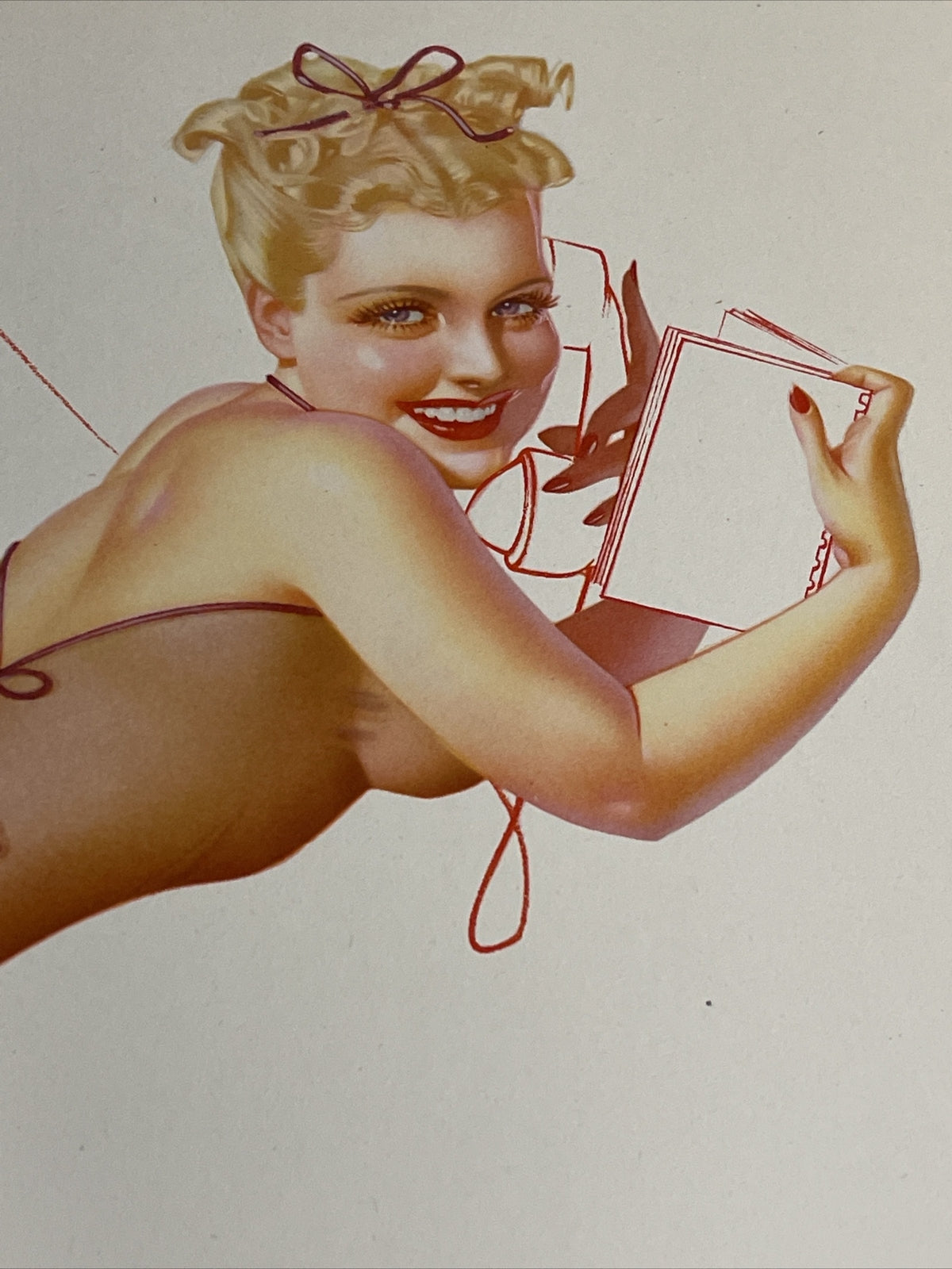 Original 1940s David Perry Pinup Girl Vintage Print 18.5” X 13” Gil Elvgren Era7