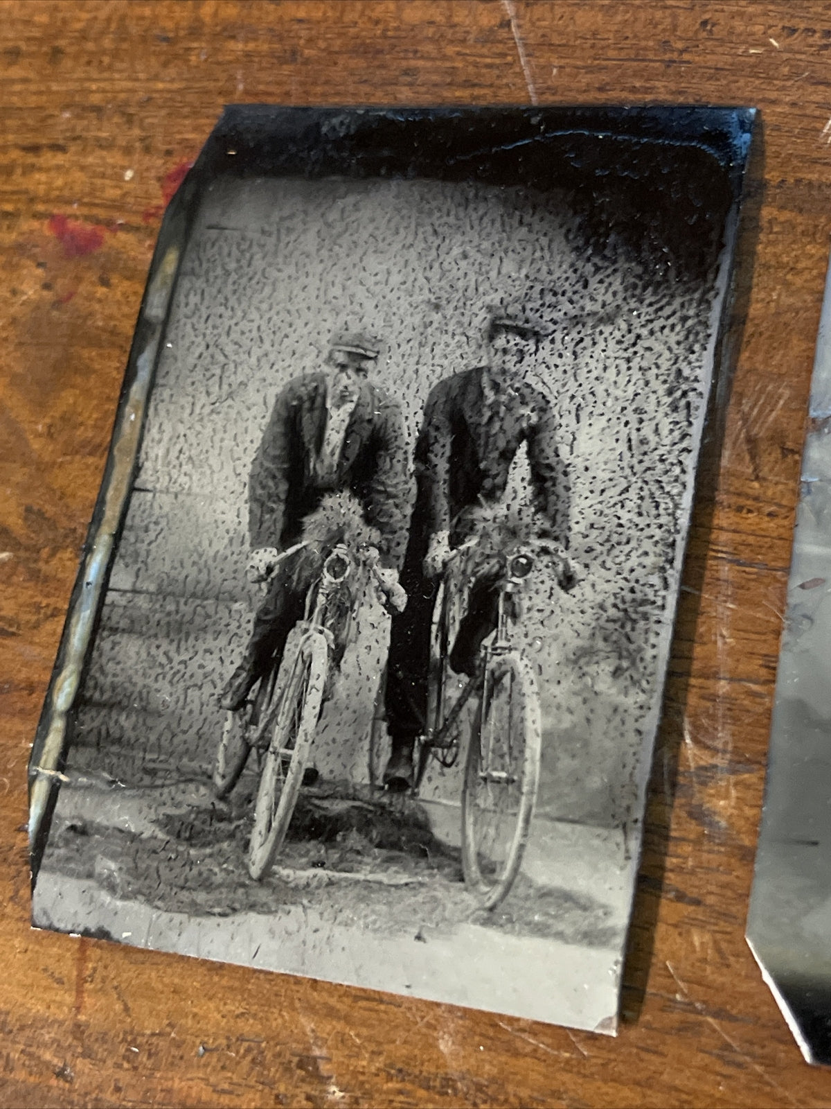 Woman on Bicycle Tintype, c1870s, 2.5" x 3.5"1