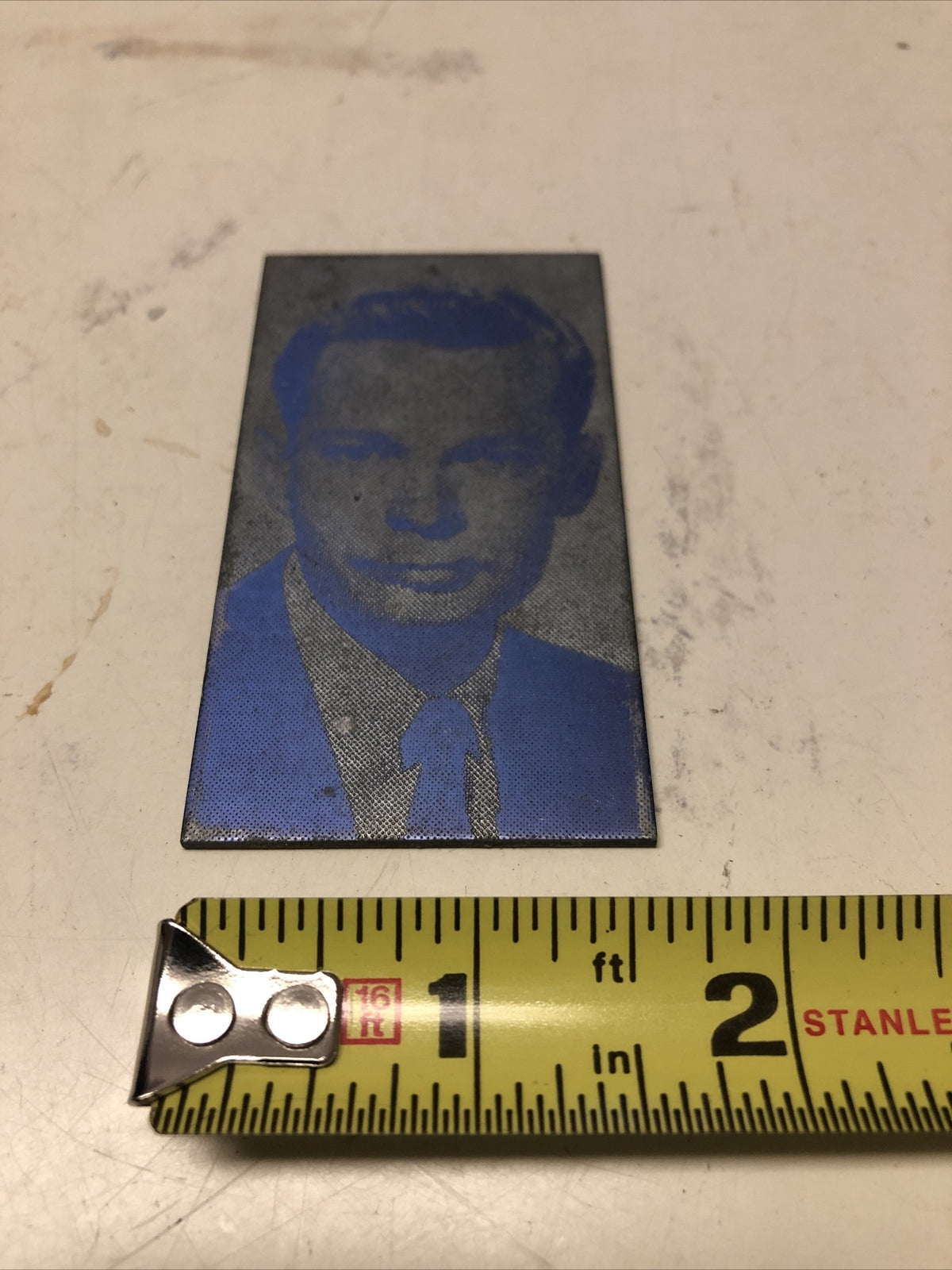 Antique Metal Printing Plate Block Photo Negative 2x3 Inch” Man In Suit0