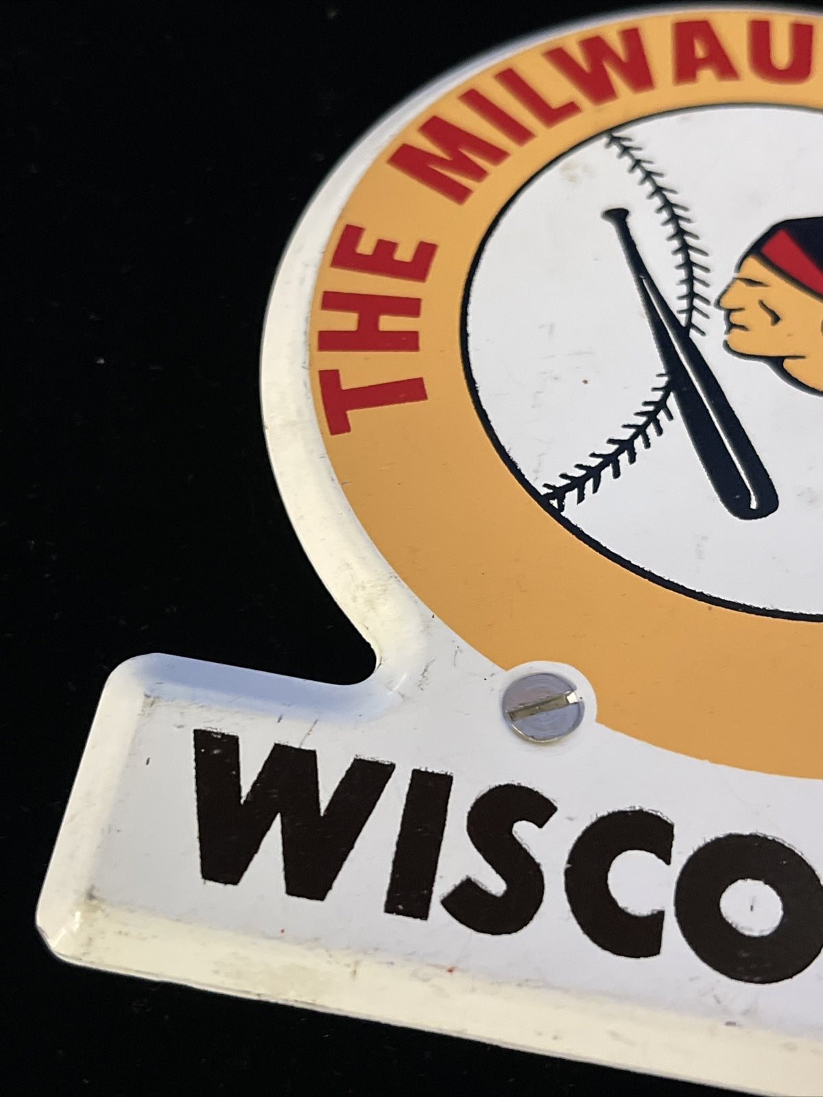 Milwaukee Braves Painted Metal Not Porcelain License Plate Topper Sign1