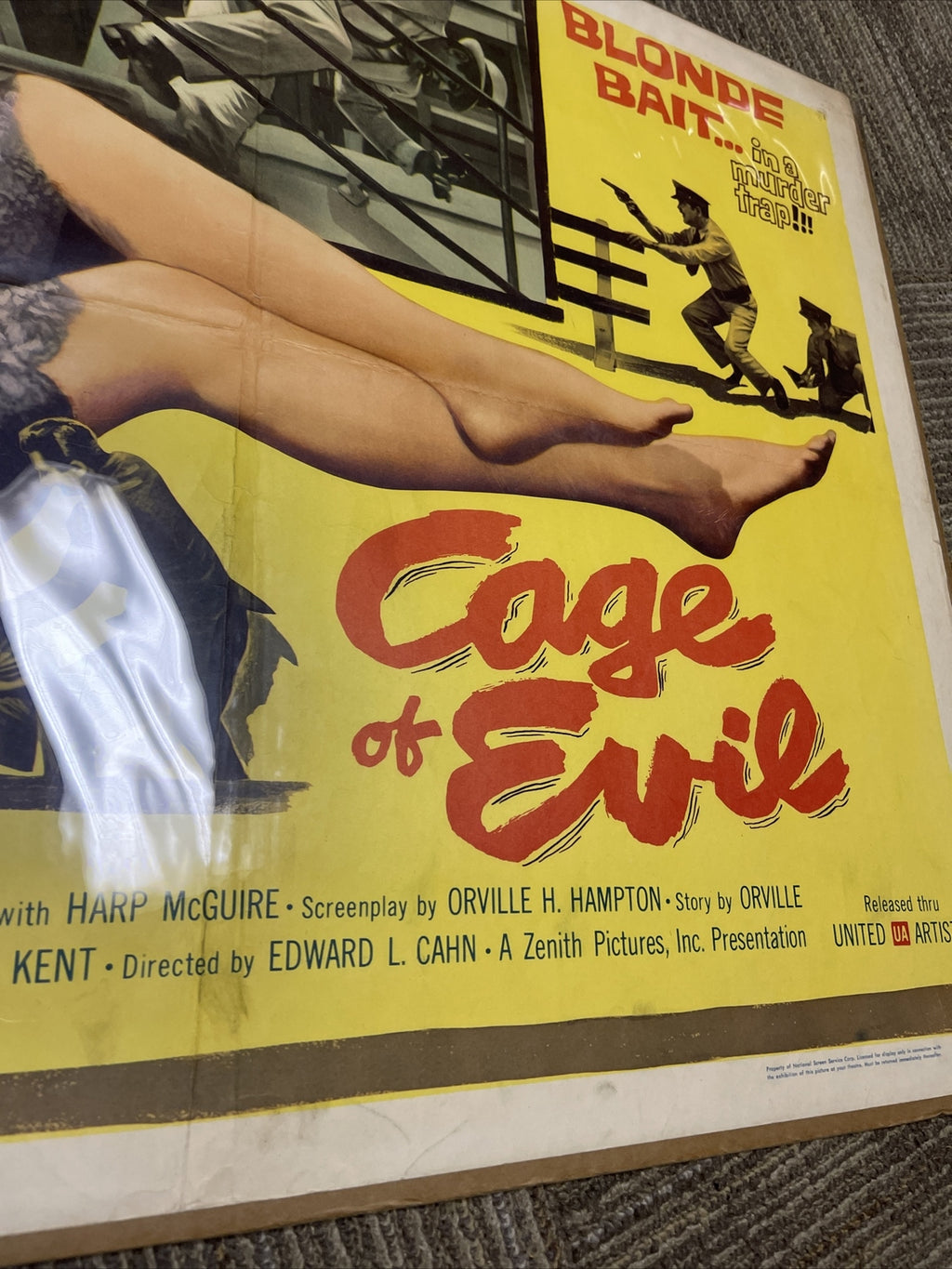 1960 Cage Of Evil Half Sheet Movie Poster Folded Pat Blair Ronald Foster4
