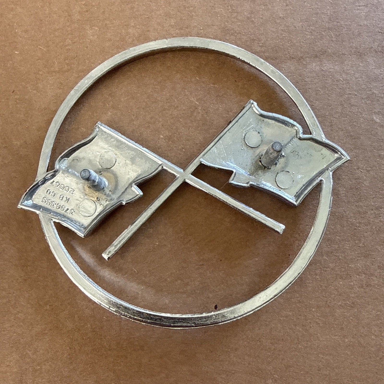 Front Nose Hood Emblem Chrome Flags 1962 Corvette3