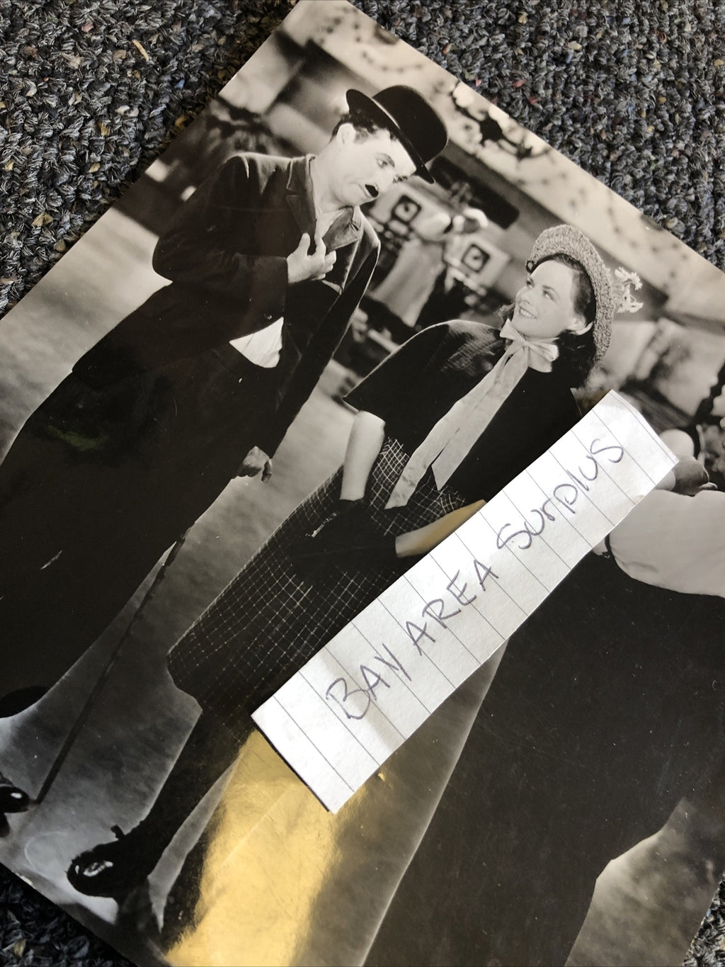 Rare Original Photo Of Charles Chaplin & Paulette Goddard On Scene 7x7”5