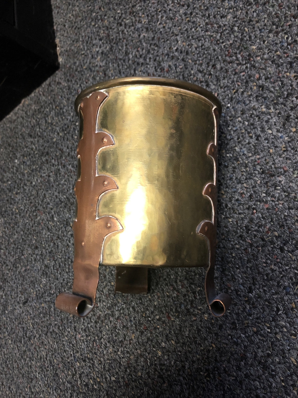 Vintage Hand Hammered Brass Copper Pot Urn Planter 5.5”x4.5”2