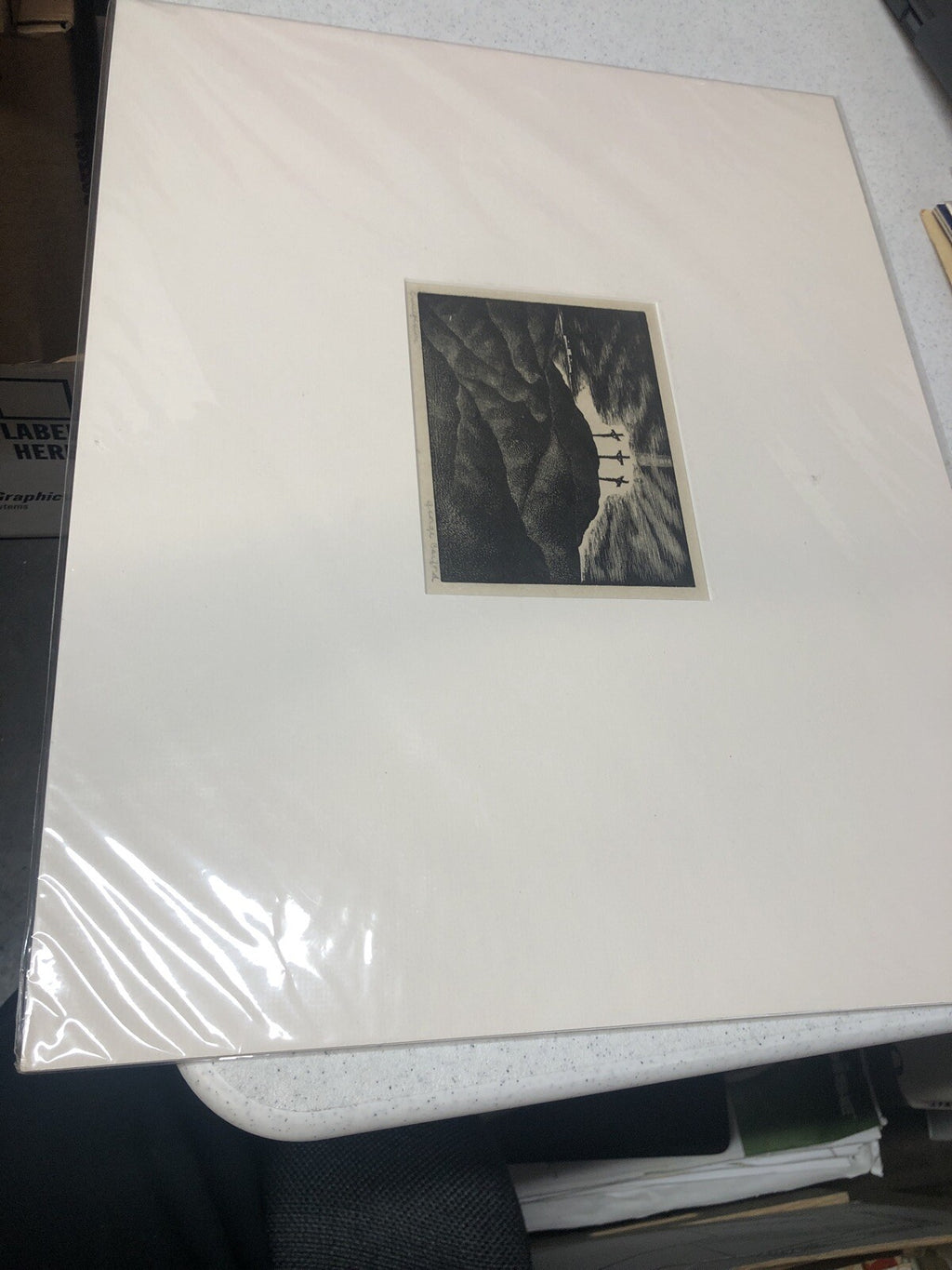 GEORGE BARFORD Crucifixion 6.5" x 5" Woodblock 1938 Modernism Black & White4
