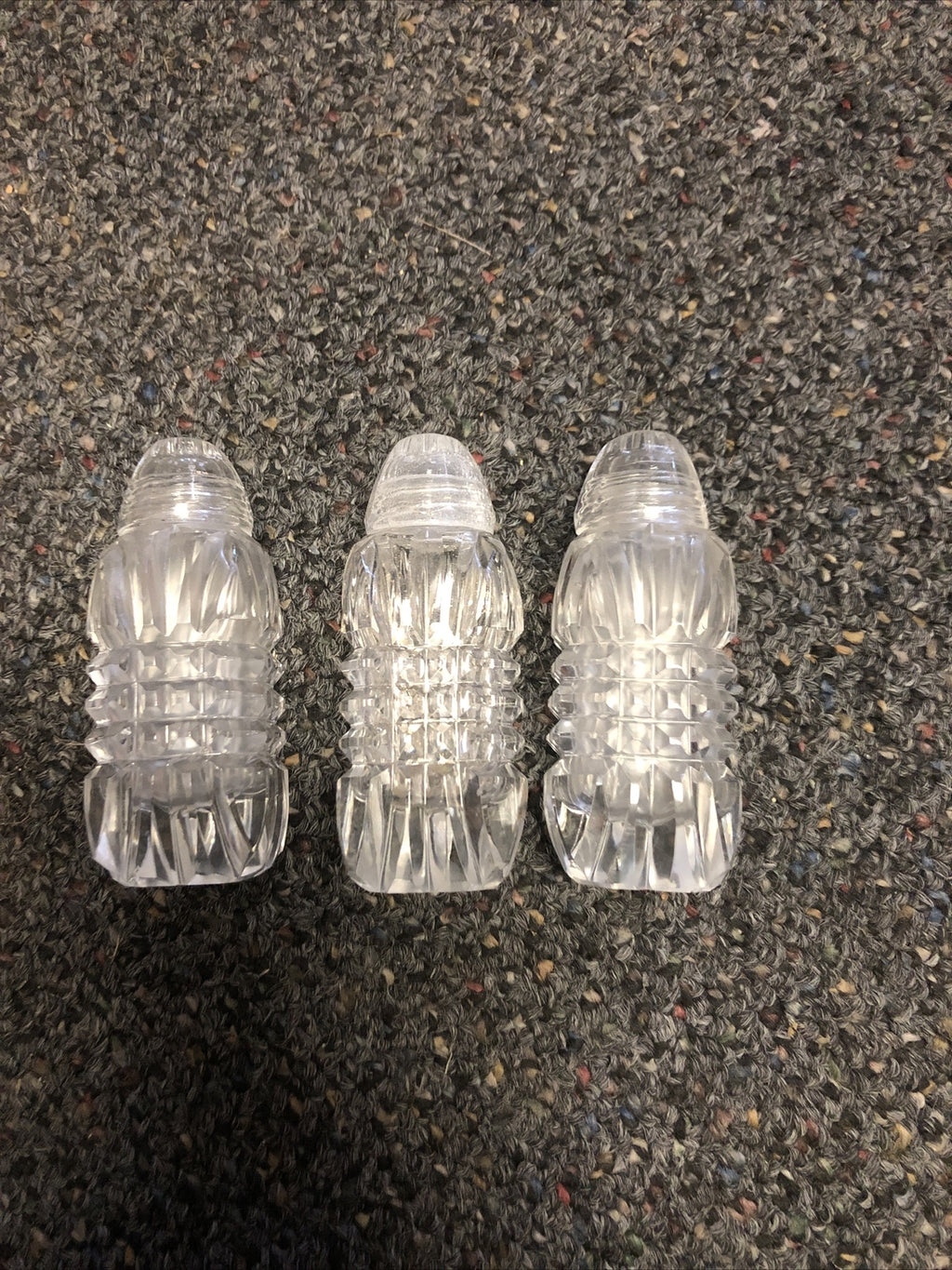 Vintage cut glass crystal salt and pepper shakers Mad In West Germany0