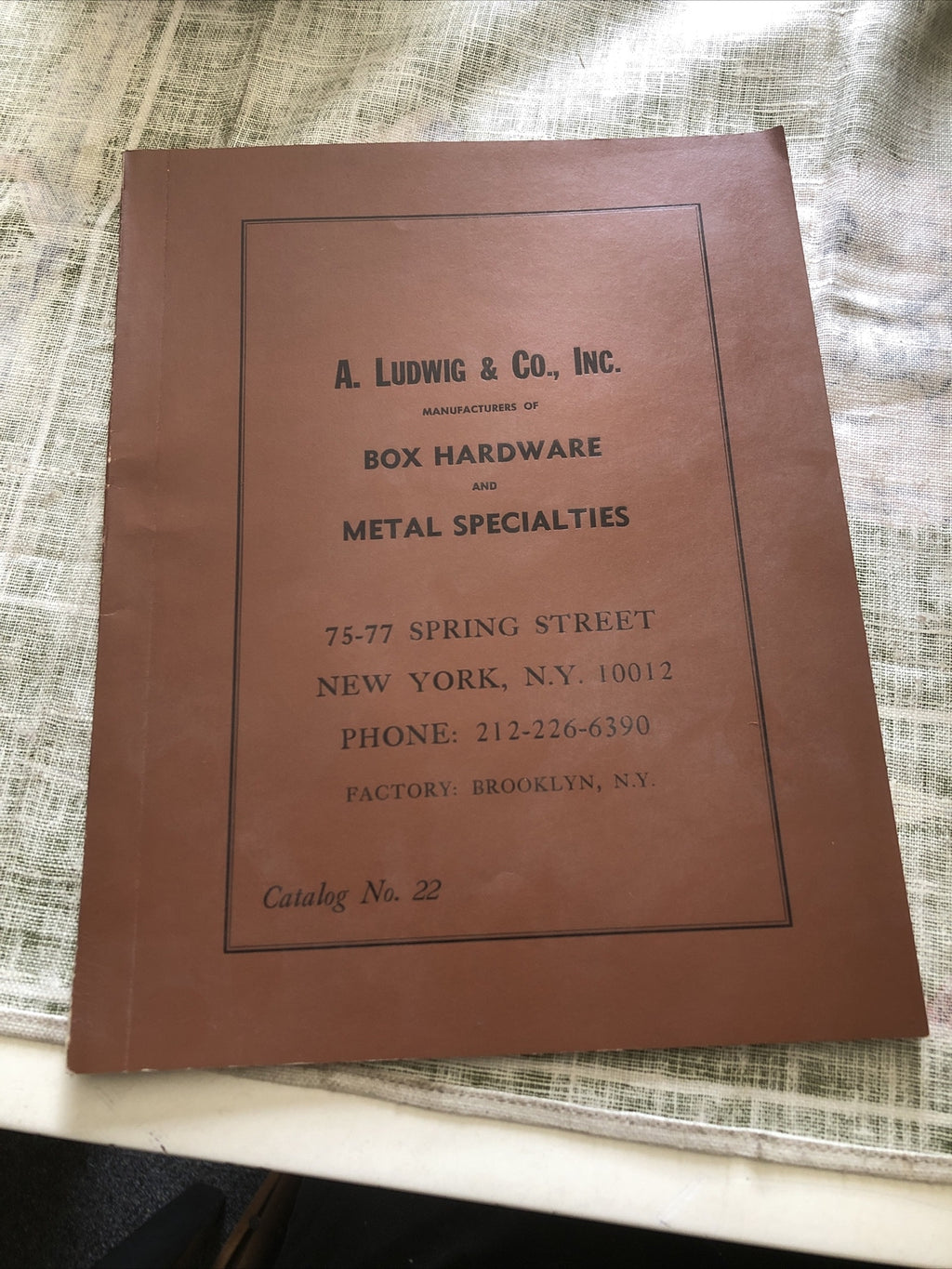 Vintage Box Hardware And Metal Specialties Catalog No.22 by A. Ludwig & Co.,NY0