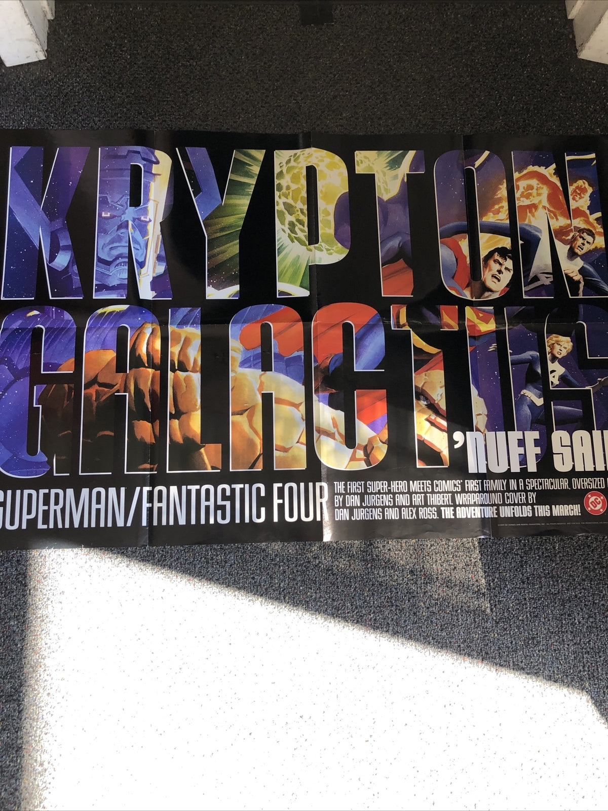 VINTAGE SUPERMAN/FANTASTIC FOUR Krypton Calactus Dc Comics PROMO POSTER0