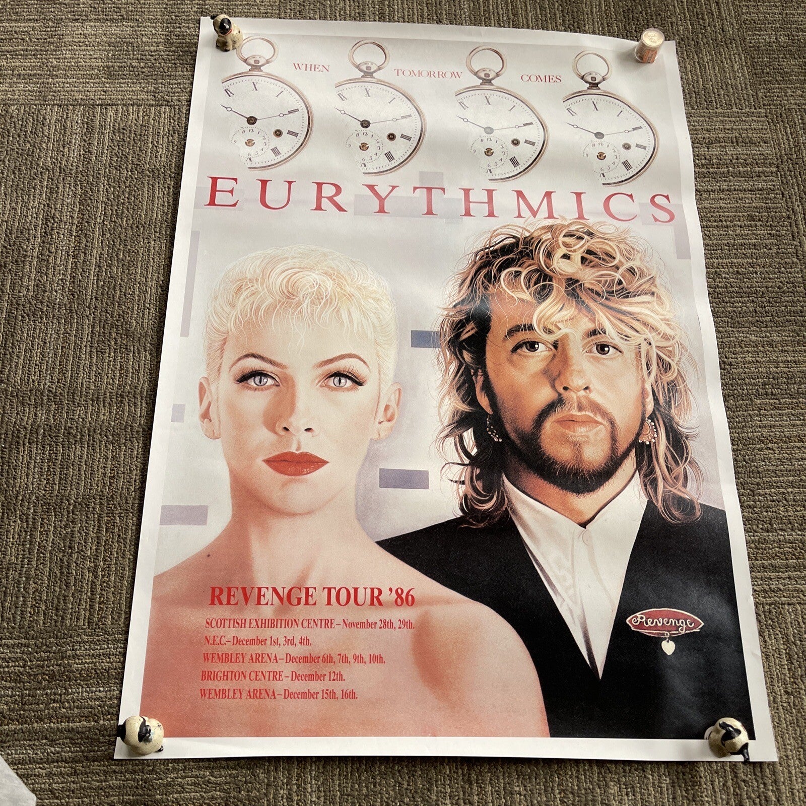 #44 1986 Eurythmics Revenge Tour Record Store Promo Poster 24x34” Annie Lennox0