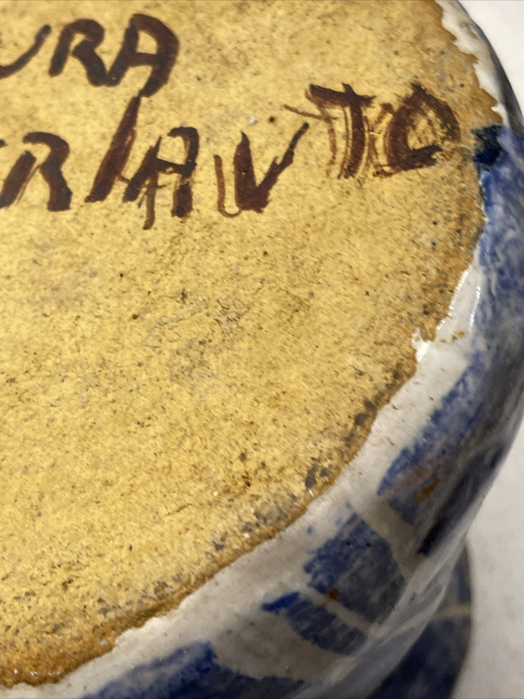 Vintage Laura Ferlavto stoneware Vase Pot pottery cobalt Earthenware Signed7