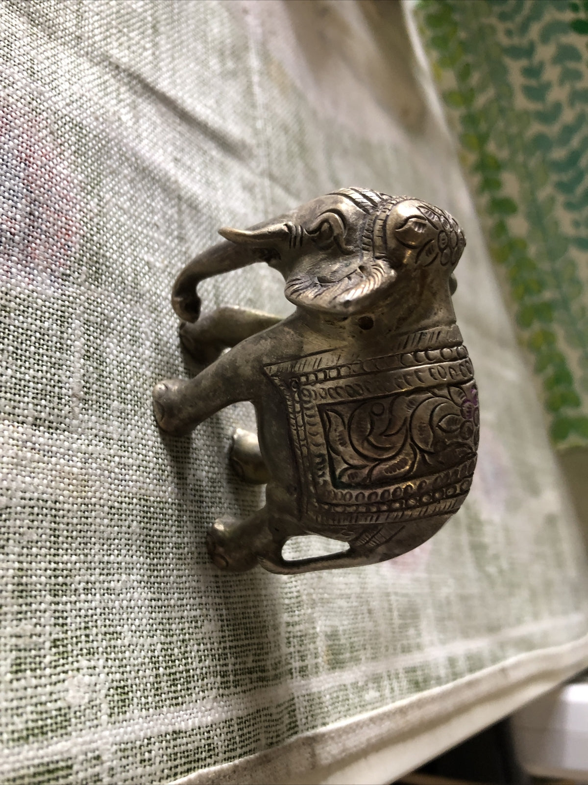 Brass Mini Elephant Detailed Figurine Statue 2” Tall0