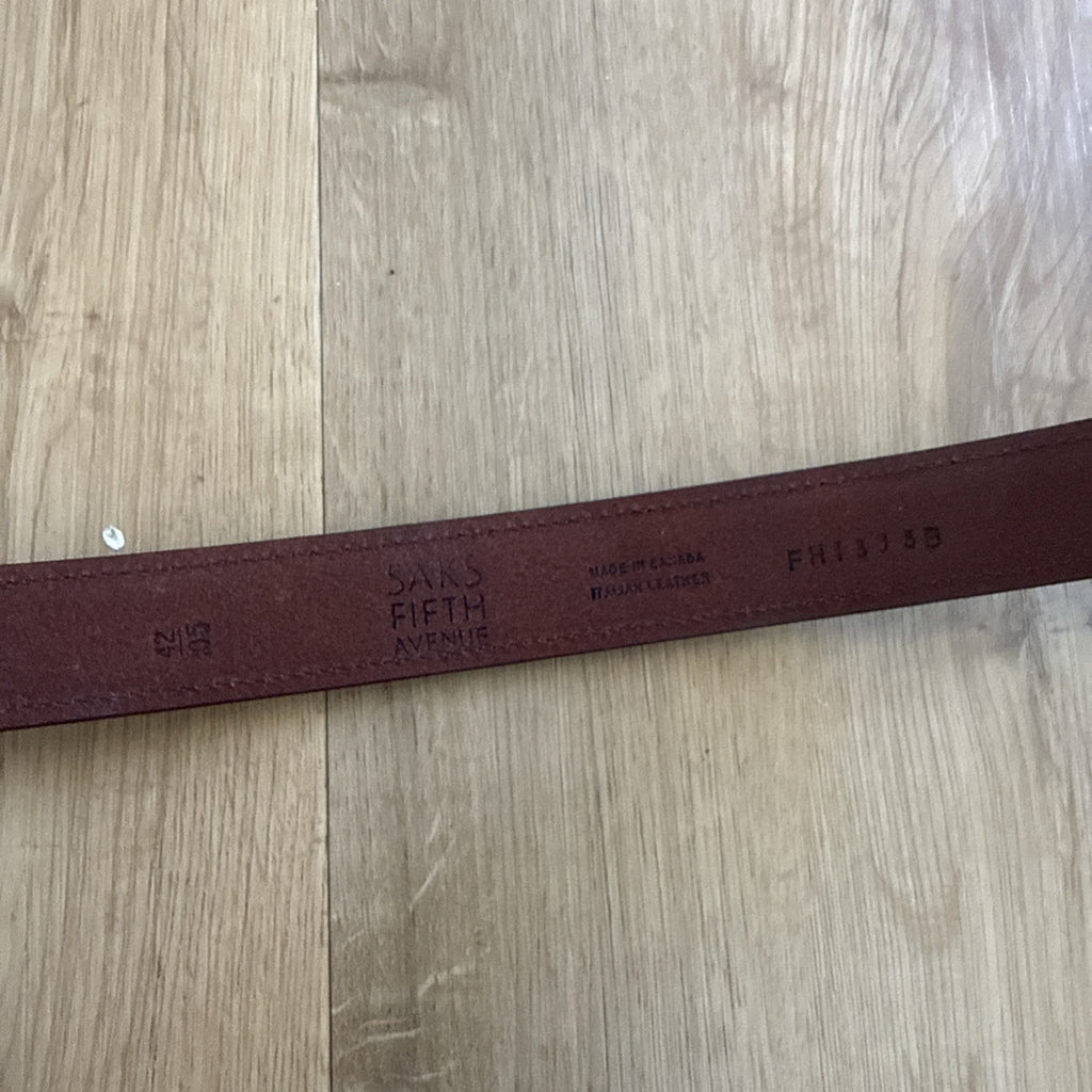Saks Fifth Avenue Mens Brown Italian Leather Dress Belt Size 42/1052