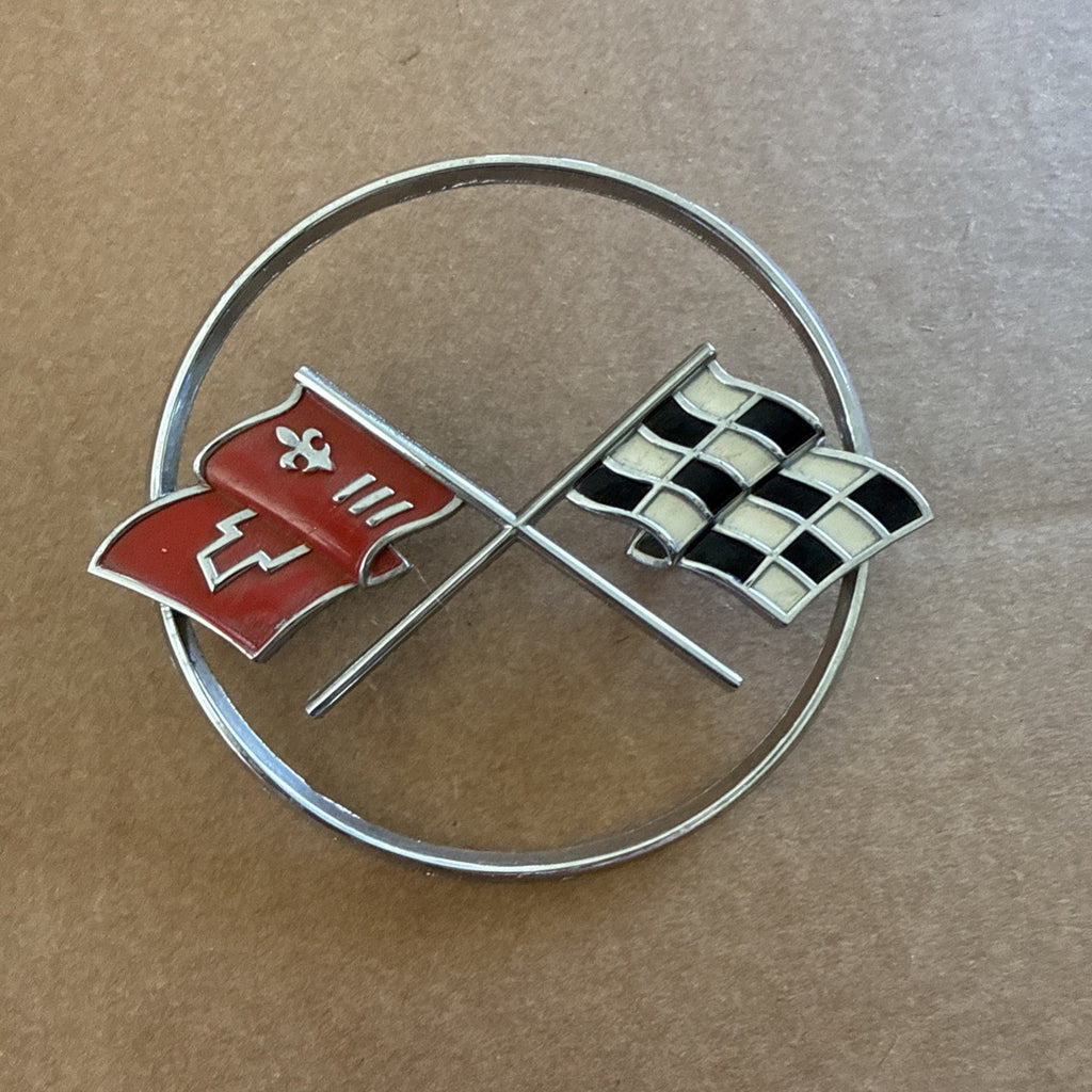 Front Nose Hood Emblem Chrome Flags 1962 Corvette0
