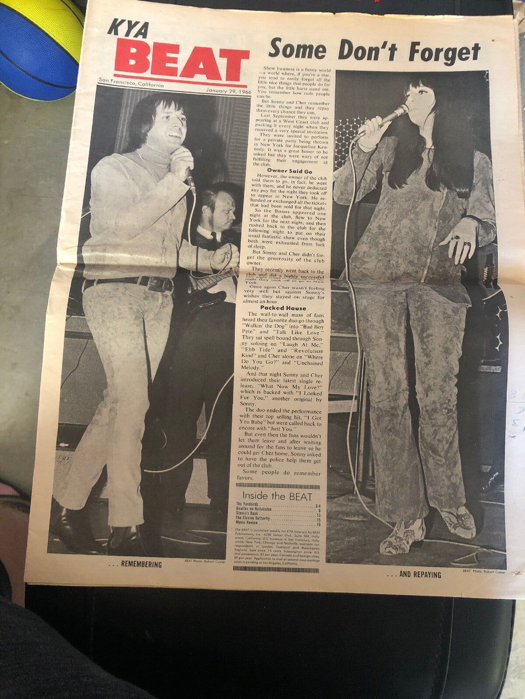 ULTRA RARE 1966 Sonny And Cher KYA Radio Station NEWSPAPER San Francisco4