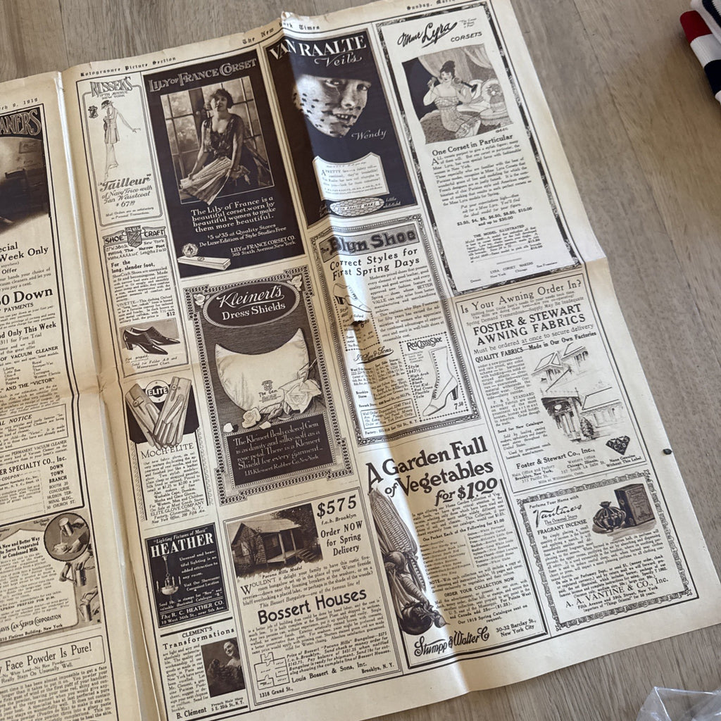 1919 antique NEW YORK TIMES rotogravure PARADE WWI SHIPS ADS FASHION7