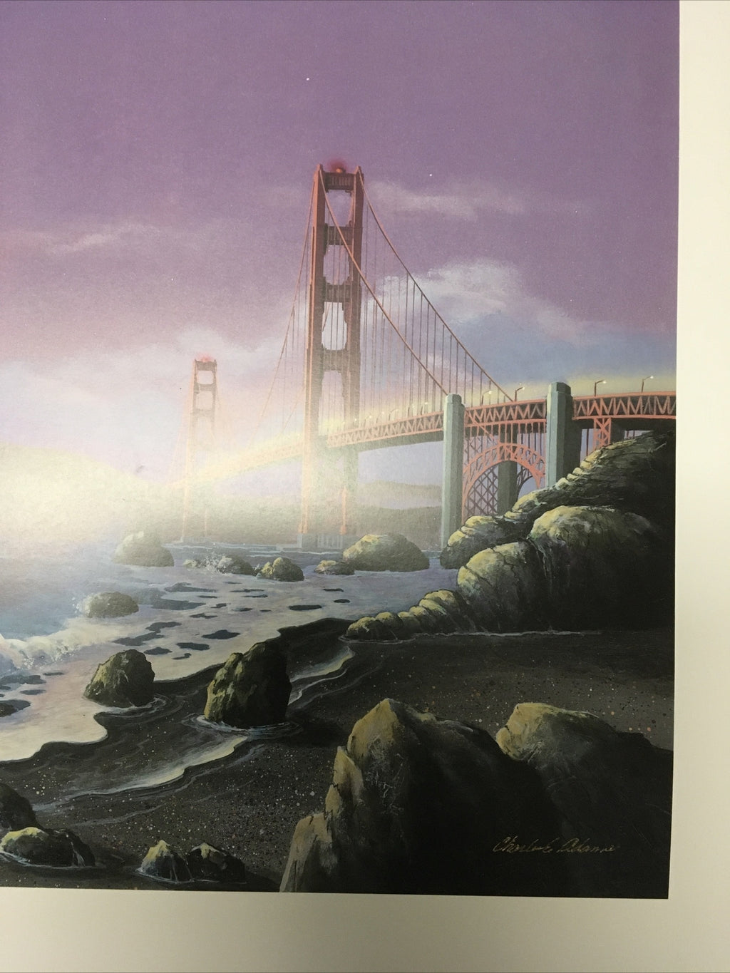 CHARLES E ADAMS SAN FRANCISCO GOLDEN GATE BRIDGE SIGNED PRINT 19897