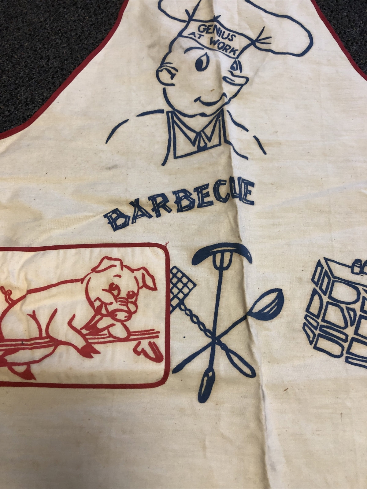 Vintage Barbecue Apron Bib “Genius At Work” Humor2