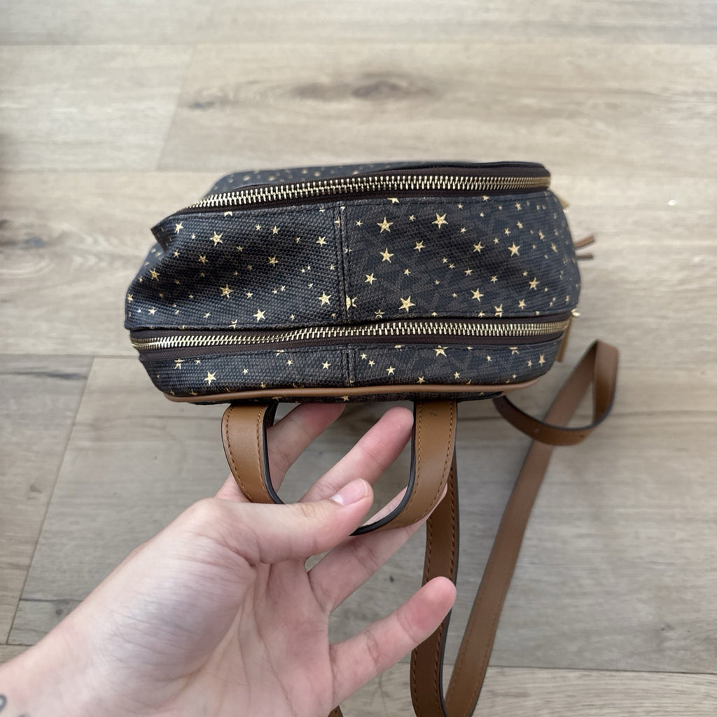 Michael Kors Rhea Zip Logo Stars Brown, Medium Backpack5