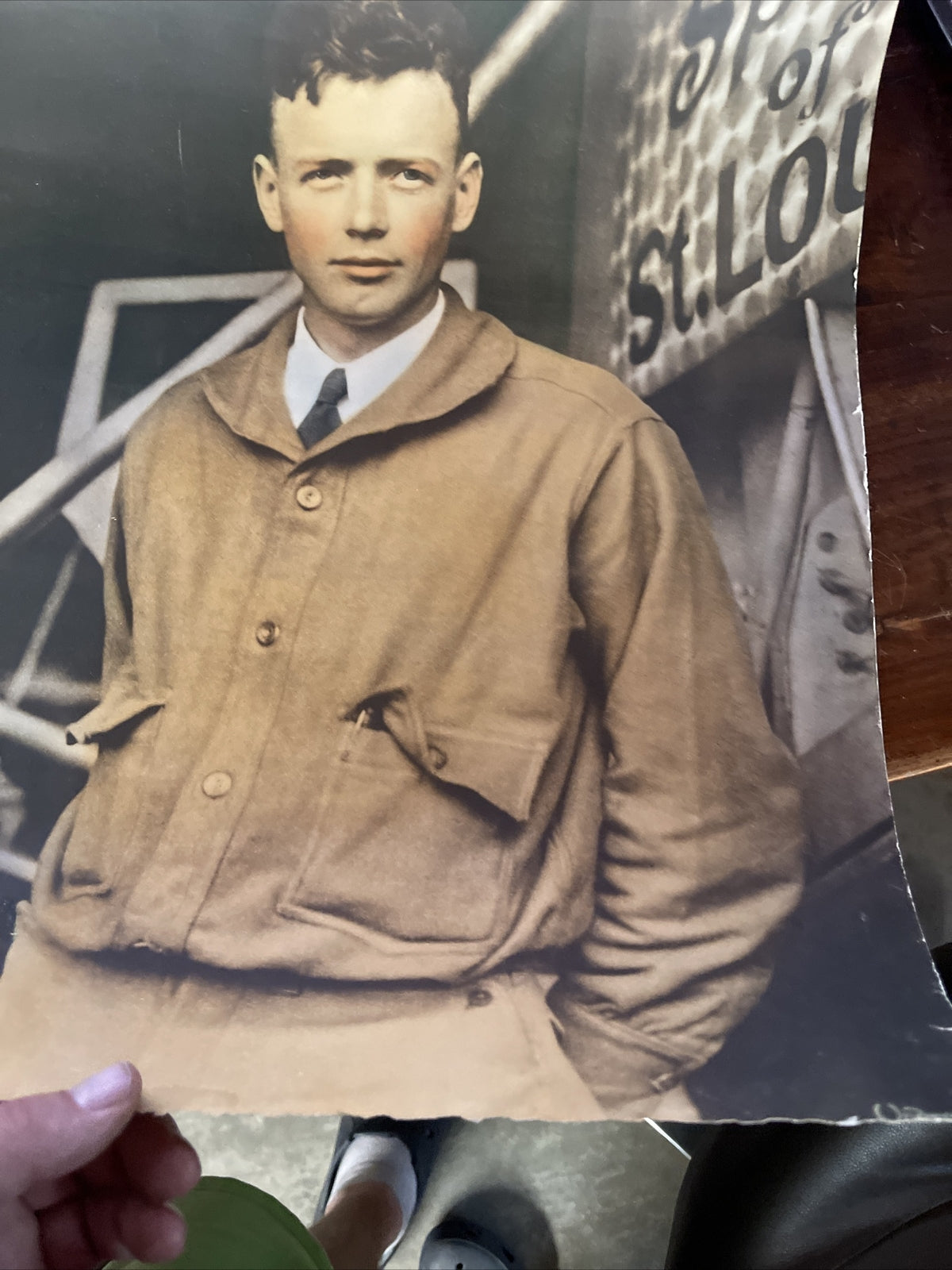 large 1927 Aviation Pilot Charles Lindbergh Portrait Photo 20”x16” original16