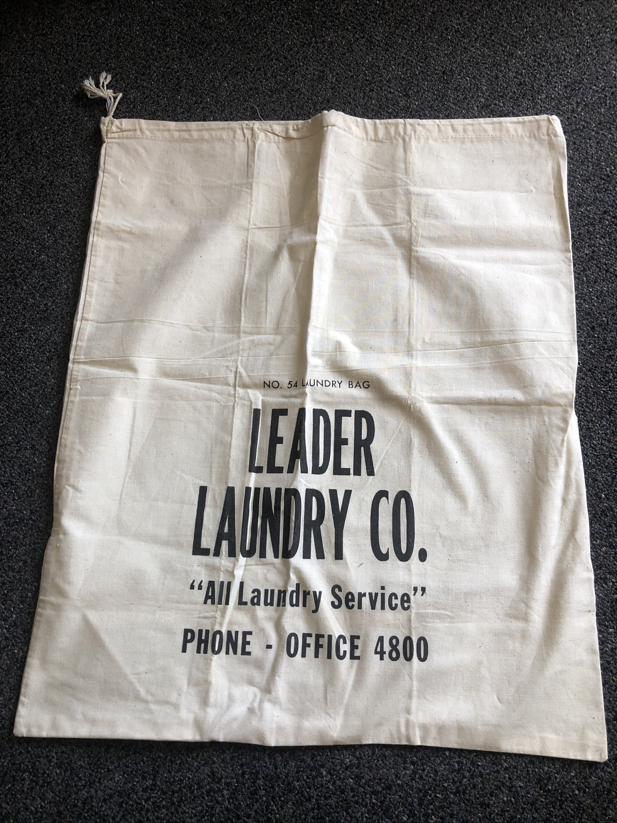 Vintage Leader Laundry Co. Laundry Bag No.54 Advertising 23.5”x19.5”0